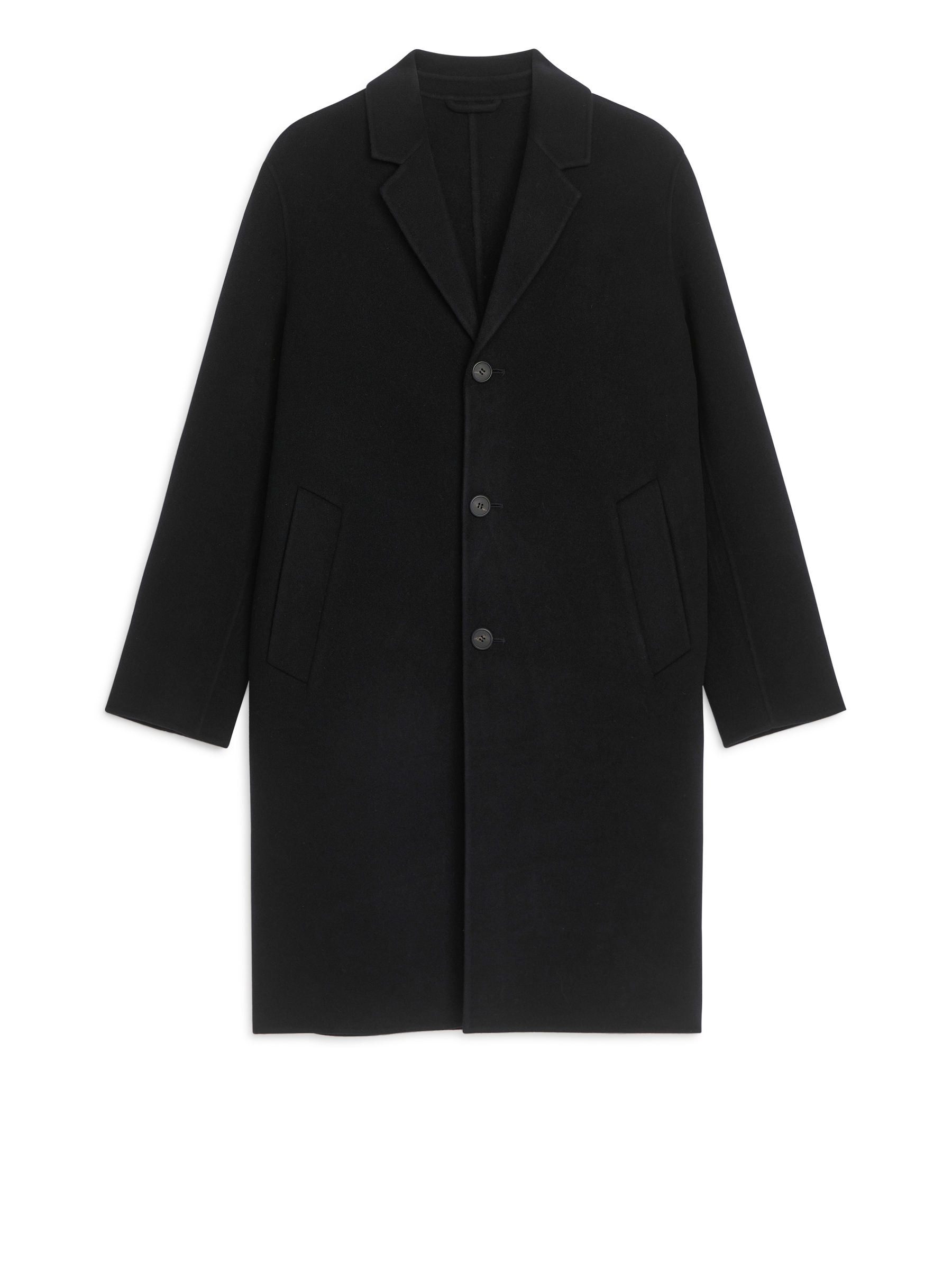 Relaxed Wool Topcoat - Black - Regular fit - Men - StillMedia/DescriptiveStillLife - 1
