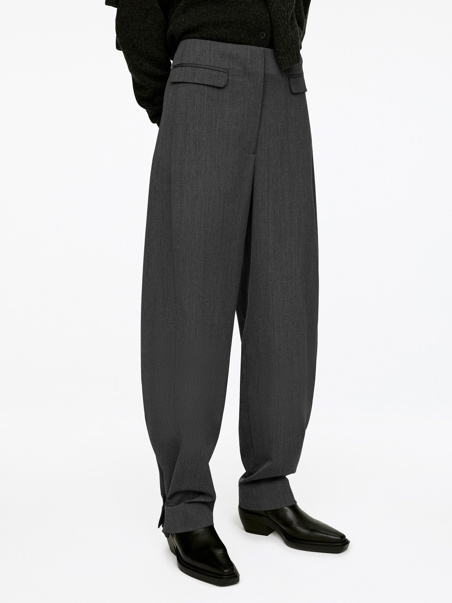 Pantalon tailleur en mélange de laine - gris - 6