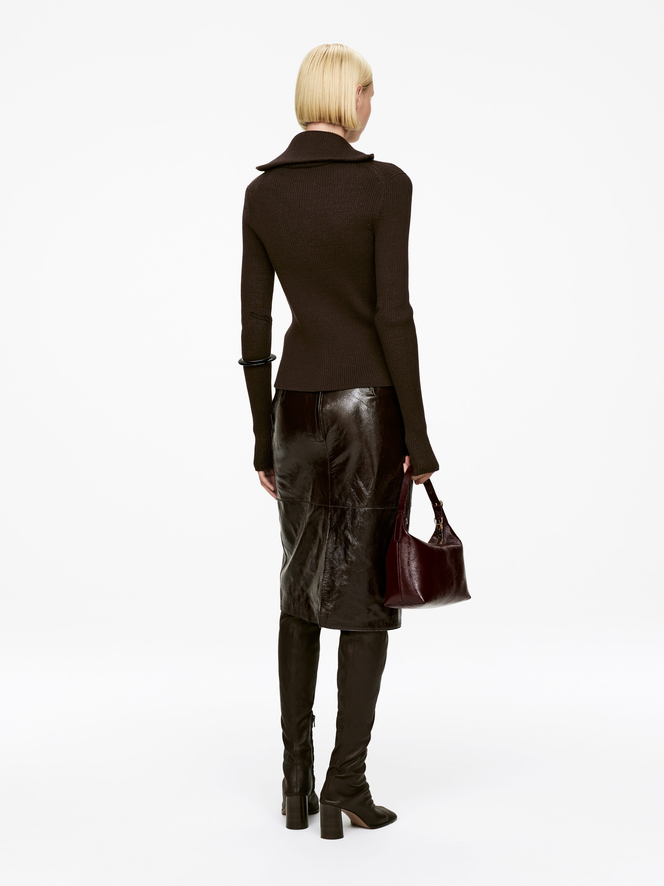 Zip Cardigan - Dark Brown - Slim fit - Women - StillMedia/Lookbook - 3