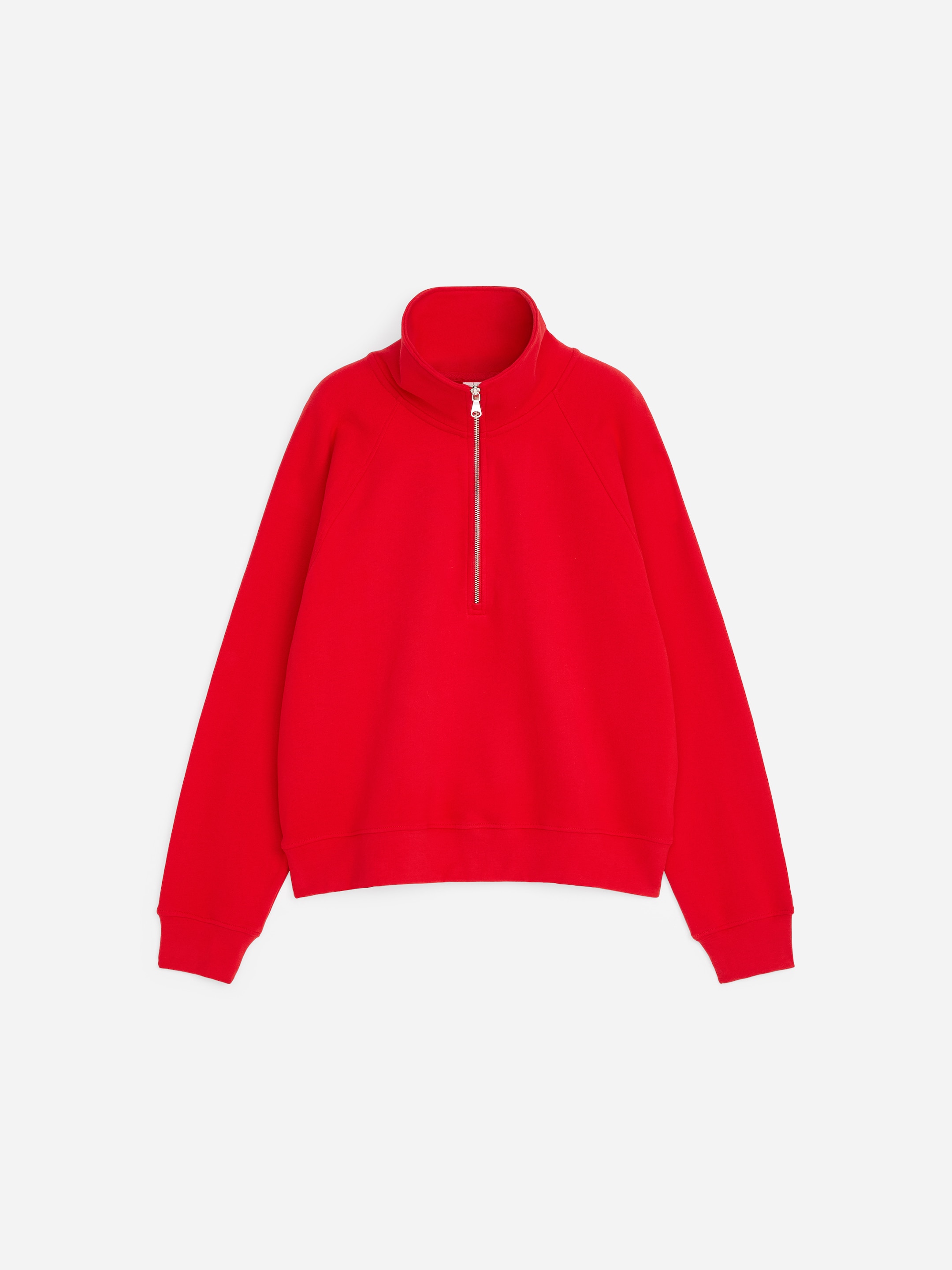 Half-Zip Terry Sweatshirt - Red - Relaxed fit - women - StillMedia/DescriptiveStillLife - 1