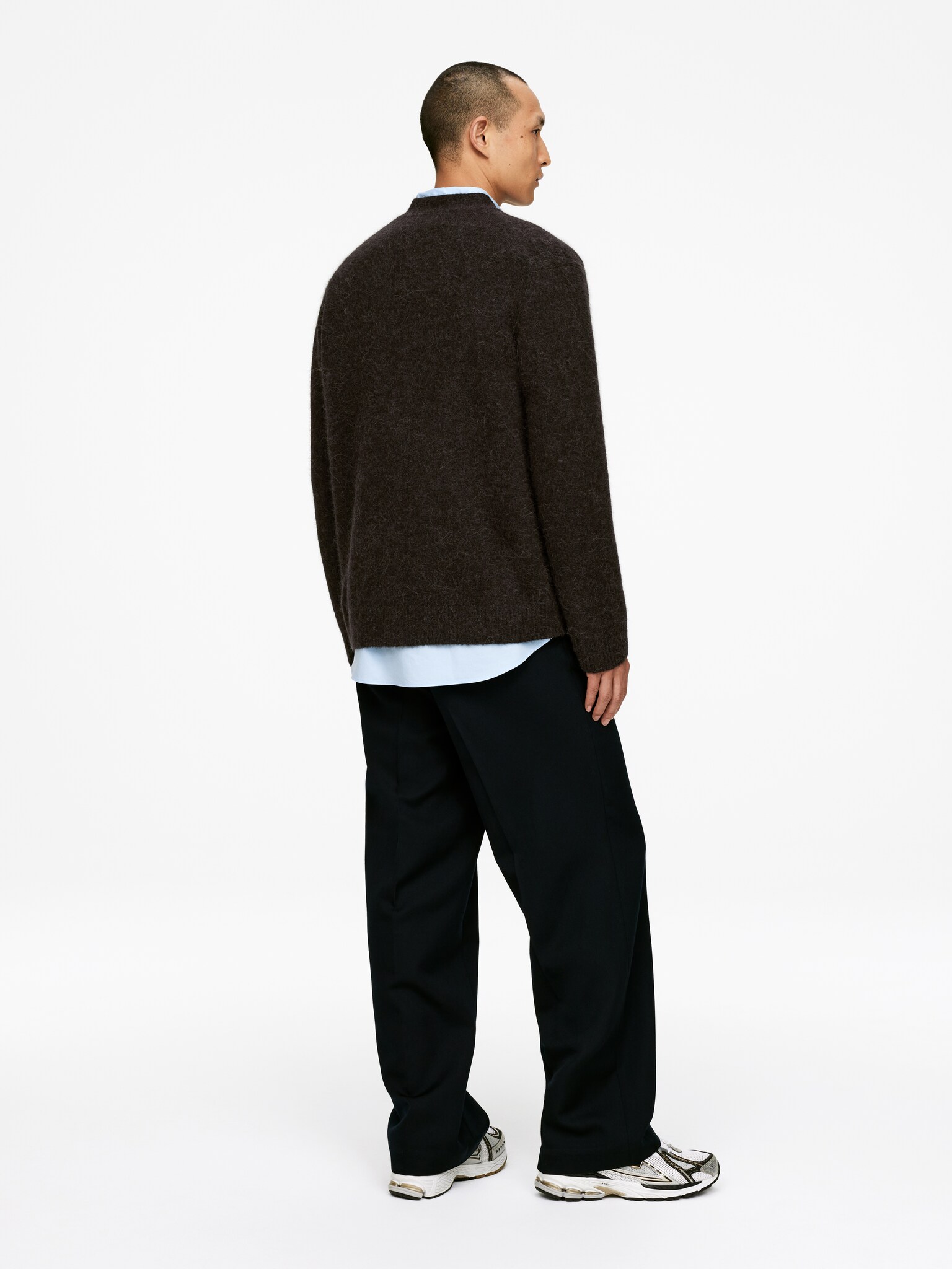 Wool-Alpaca Blend Cardigan - Brown/Dark Beige/Dark Blue - 6