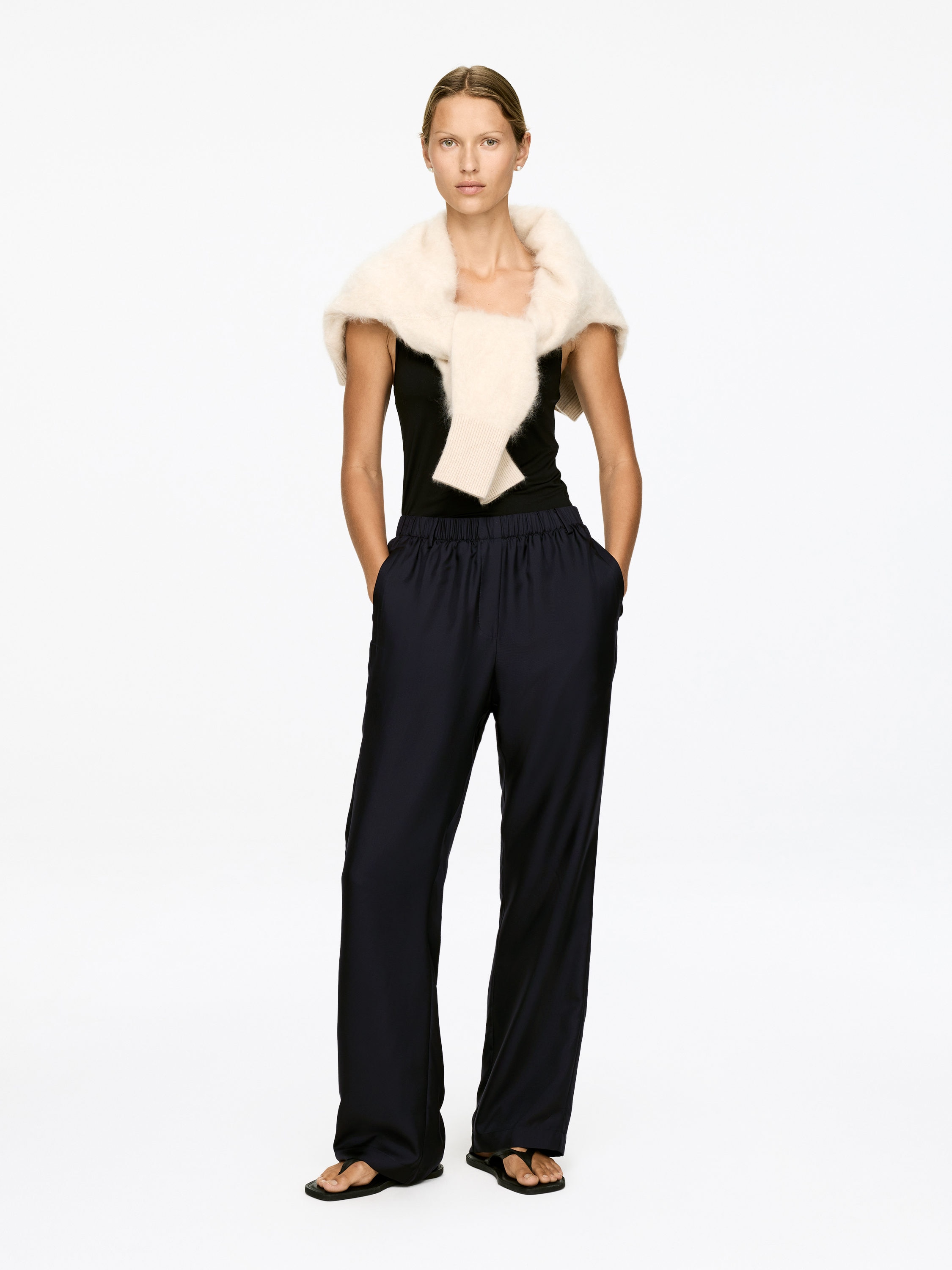 Silk Twill Trousers-#363638-16827