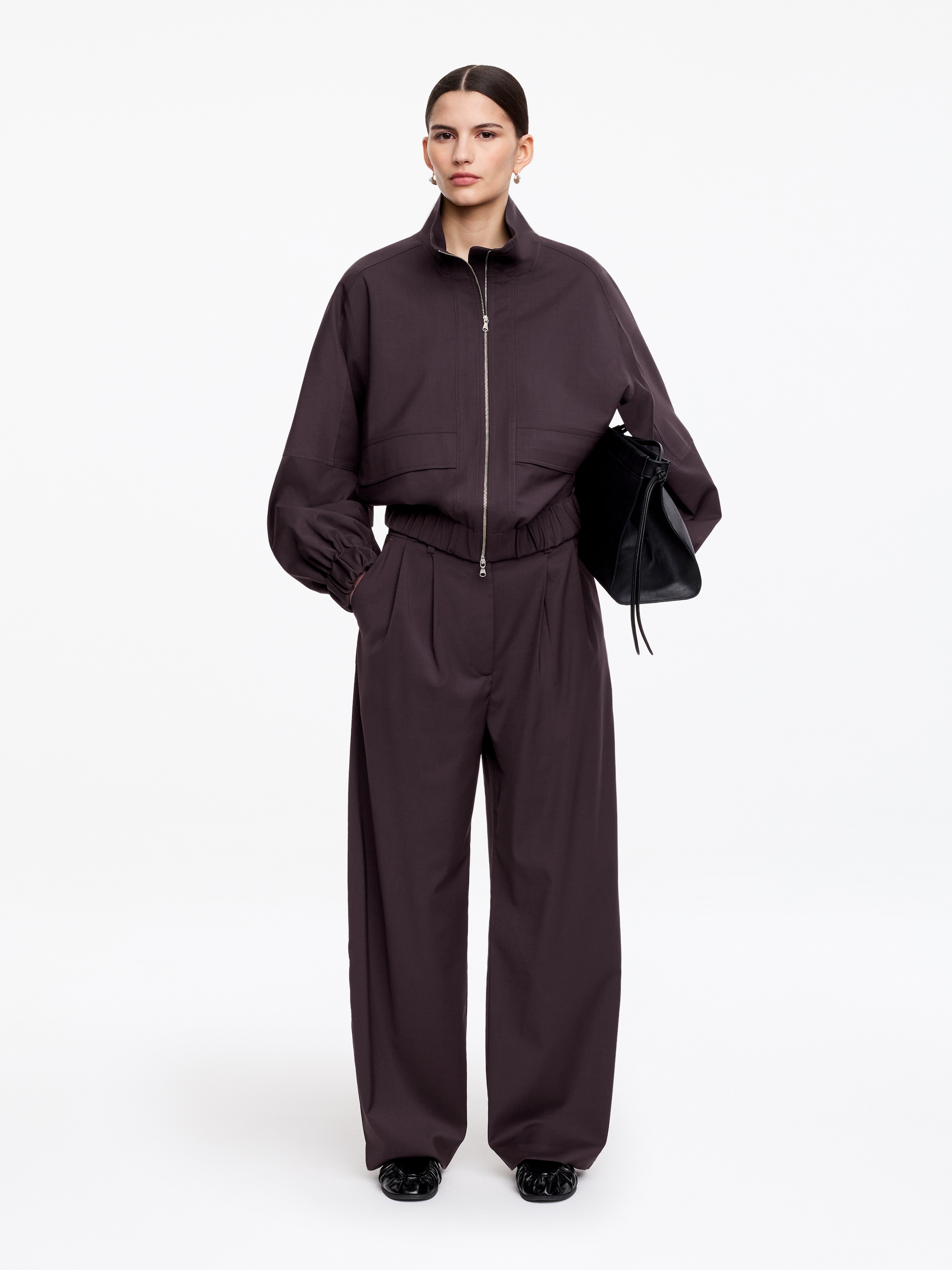 Wide Tailored Trousers-#482F2F-18476