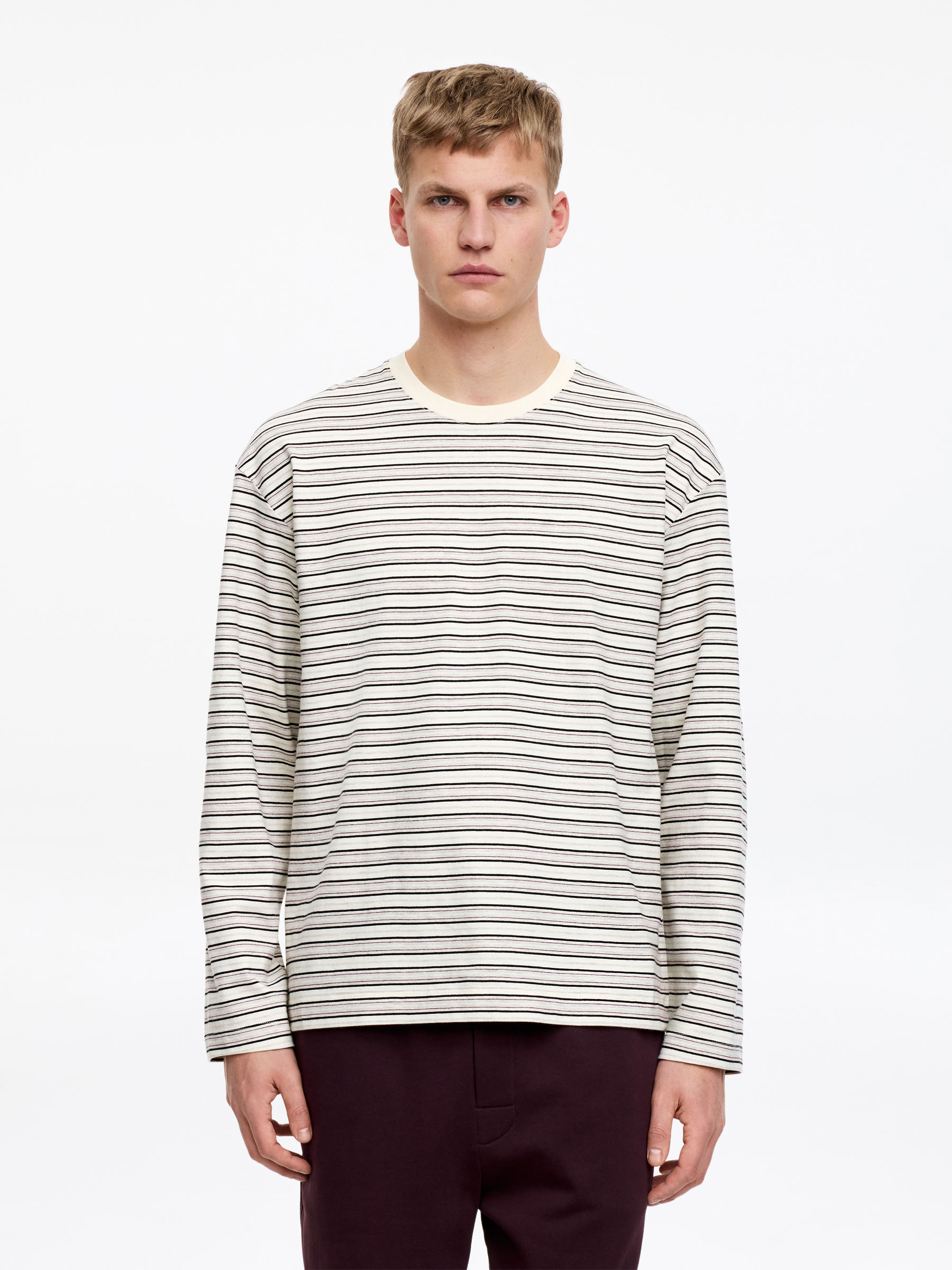 Relaxed Long-Sleeve T-Shirt-#F4F3E9-18200