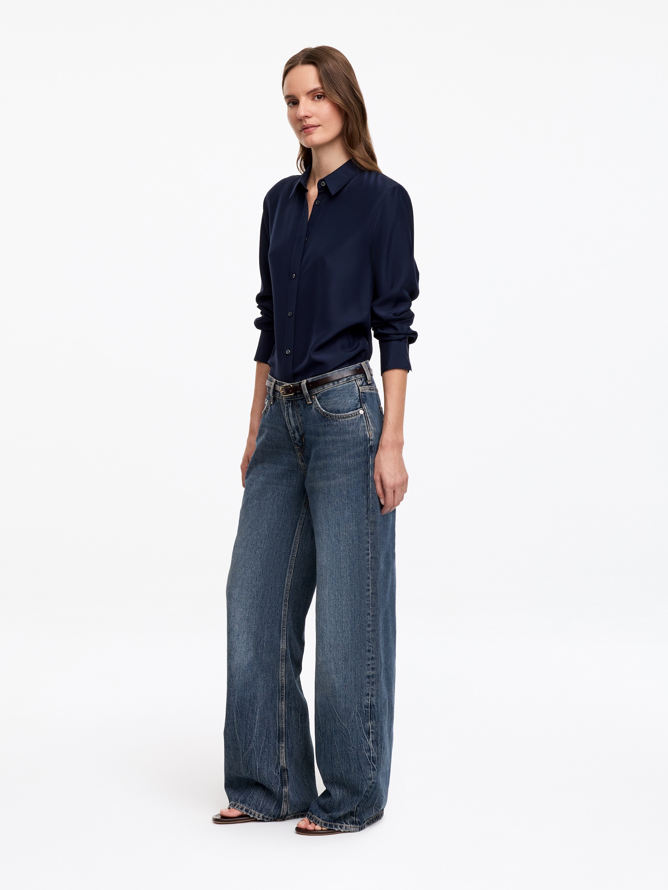 Jeans ELM flared a vita alta - Blu grigiastro - Loose fit - women - StillMedia/Lookbook - 2