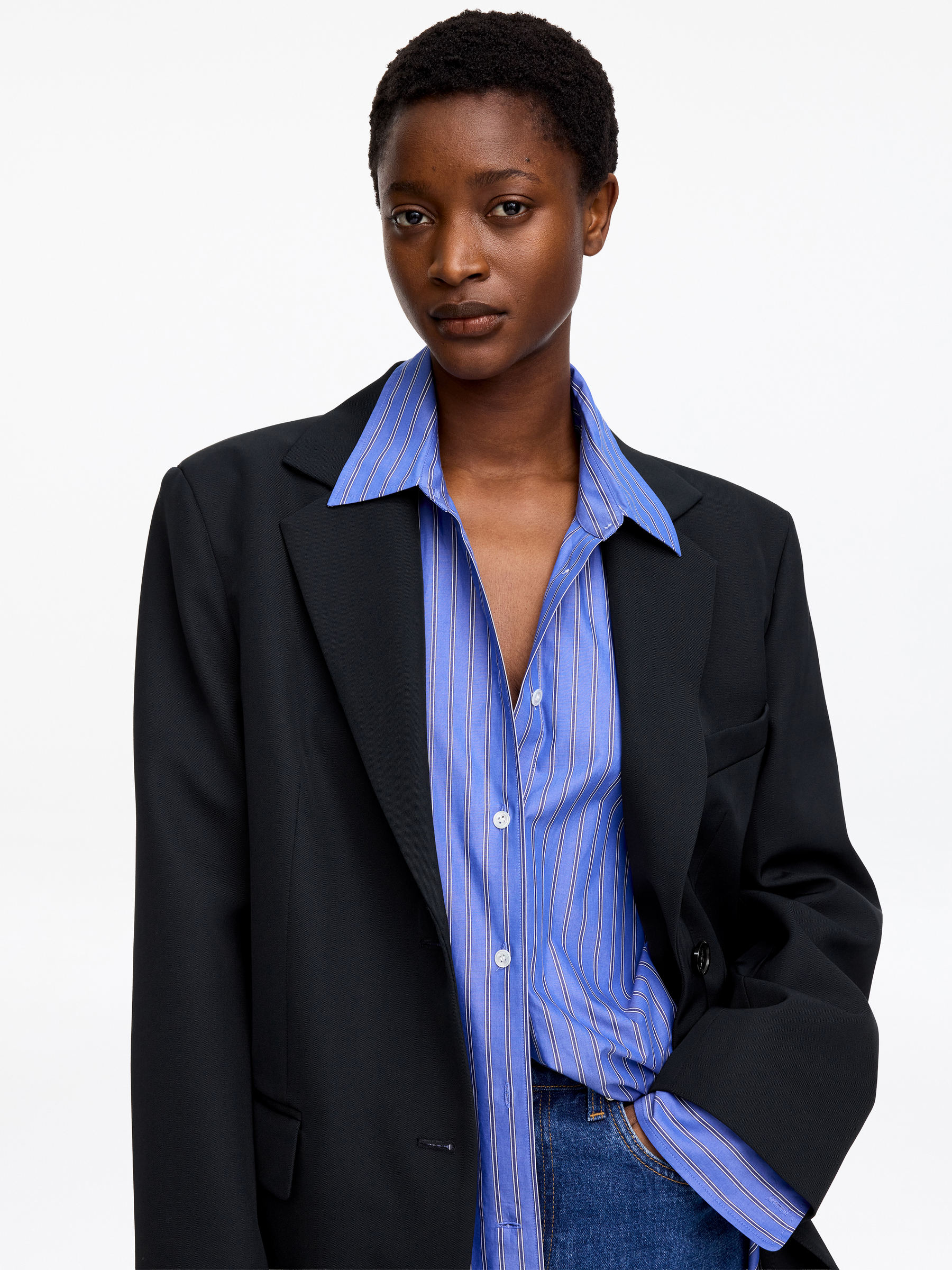 Wool-Blend Blazer - Dark Blue - Relaxed fit - Women - StillMedia/Lookbook - 4