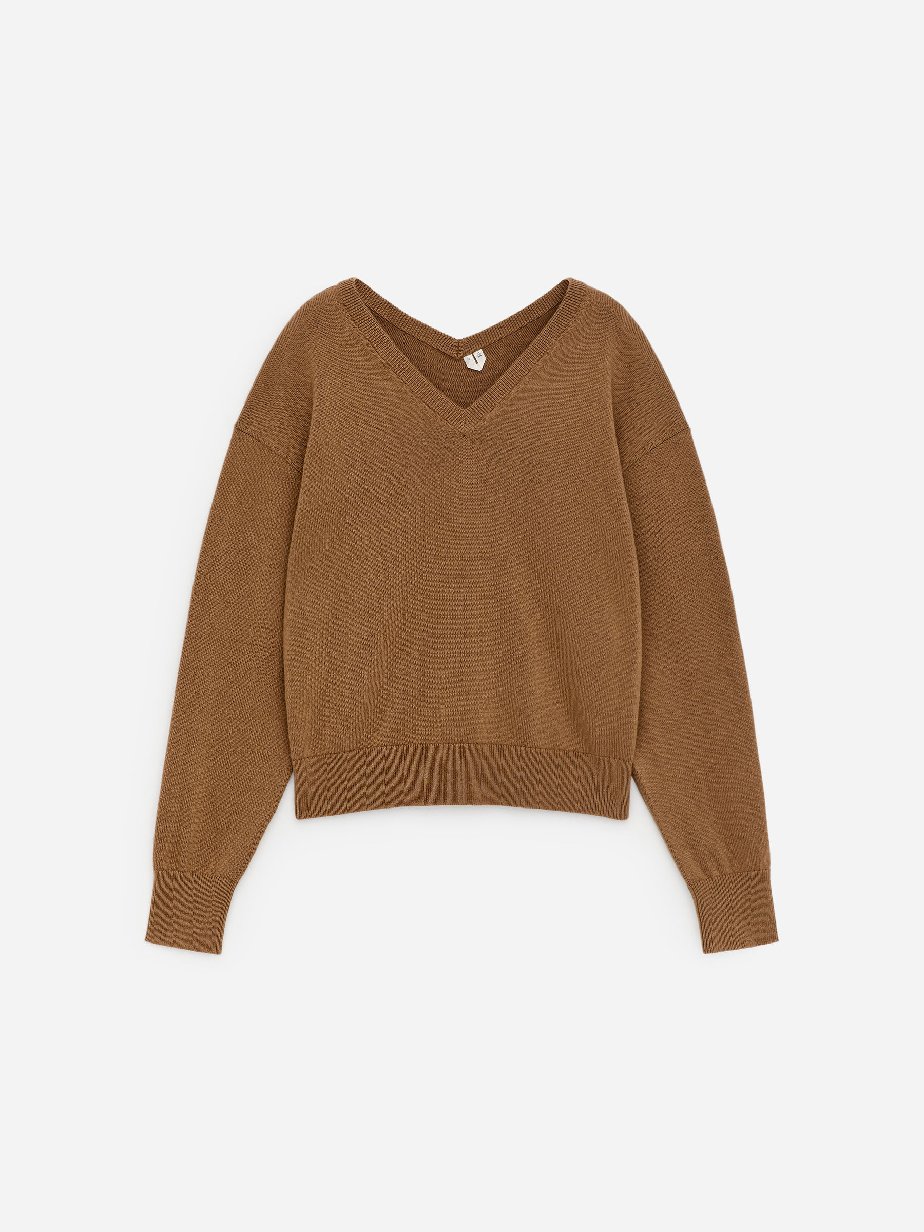 Pullover aus Baumwolle und Wolle mit V-Ausschnitt - Braun - Regular Fit - Damen - StillMedia/DescriptiveStillLife - 2