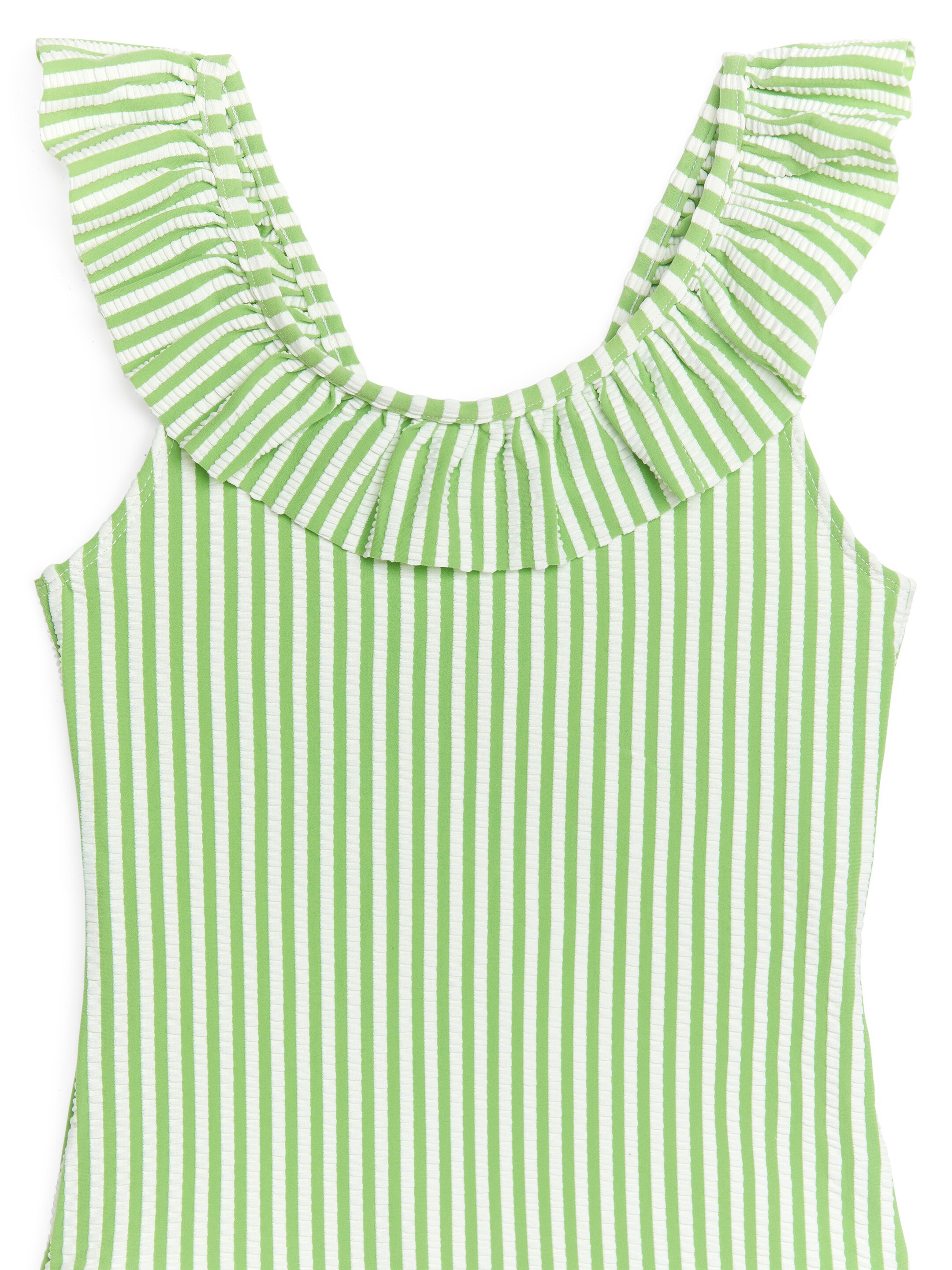 View larger image: Seersucker Frill Swimsuit - White/Green - Kids | H&M GB 3