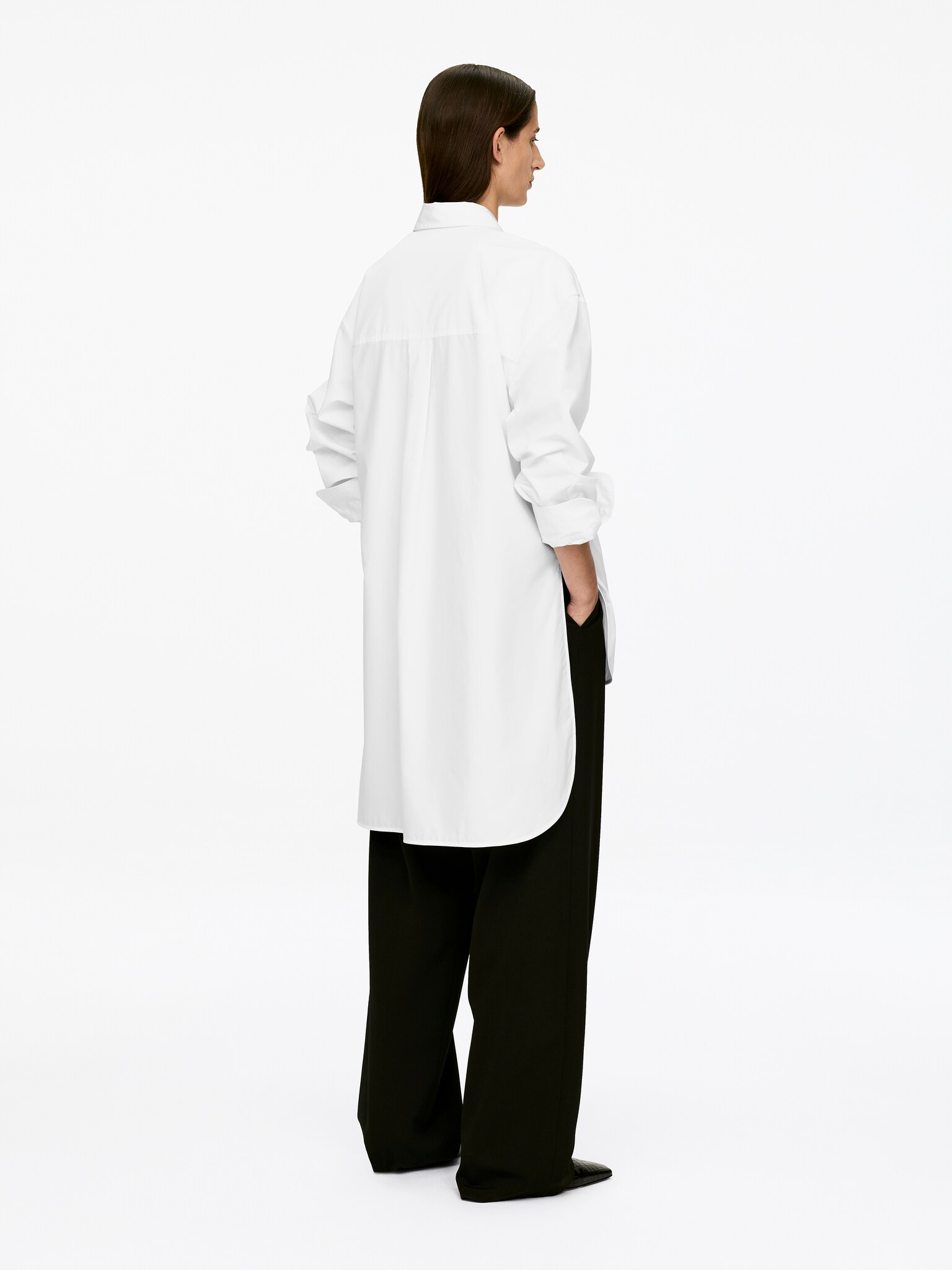 Chemise allongée - Blanc/Noir - 3