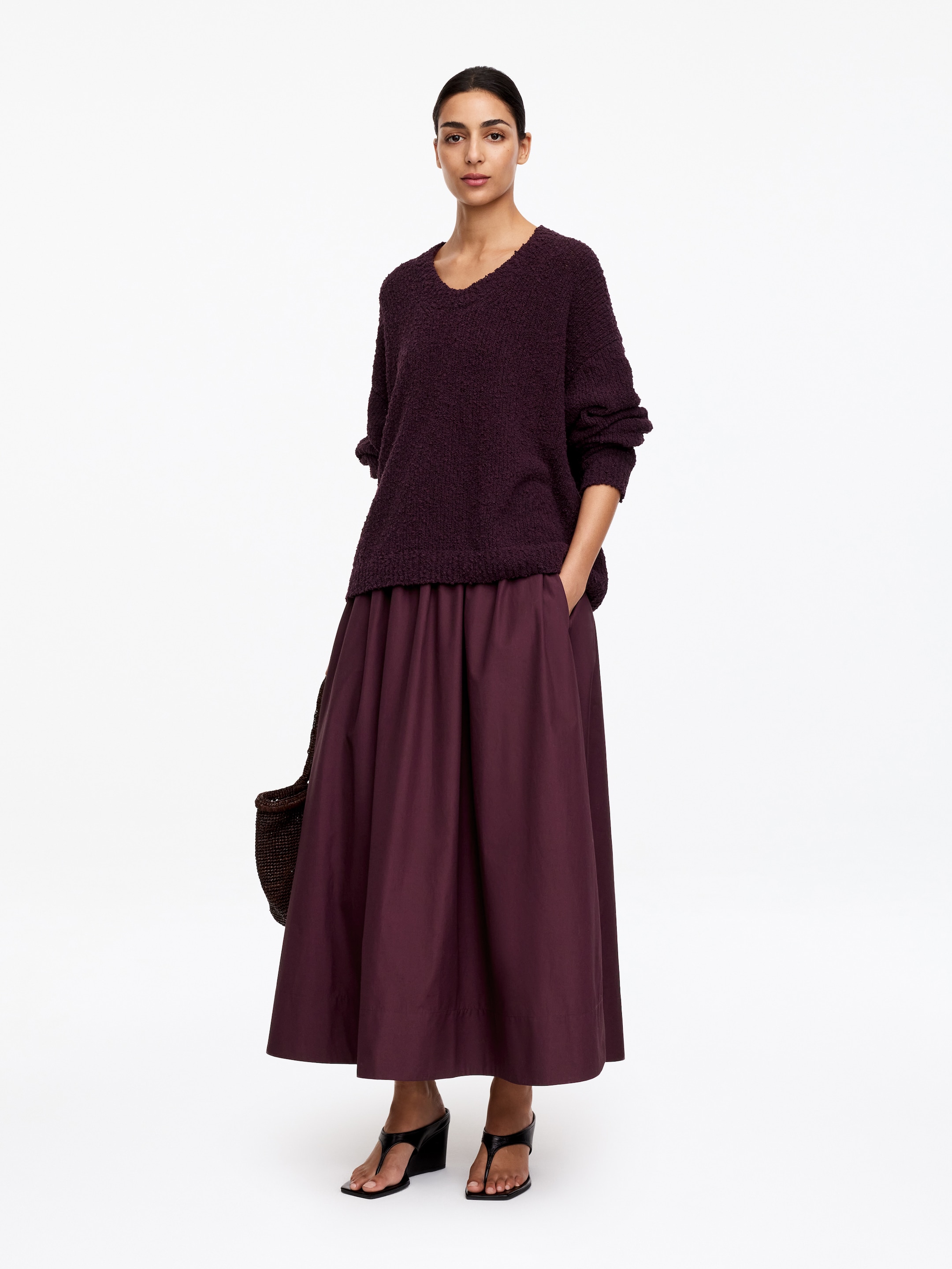 Jupe midi en coton - Prune - Regular fit - Femme - StillMedia/Lookbook - 4