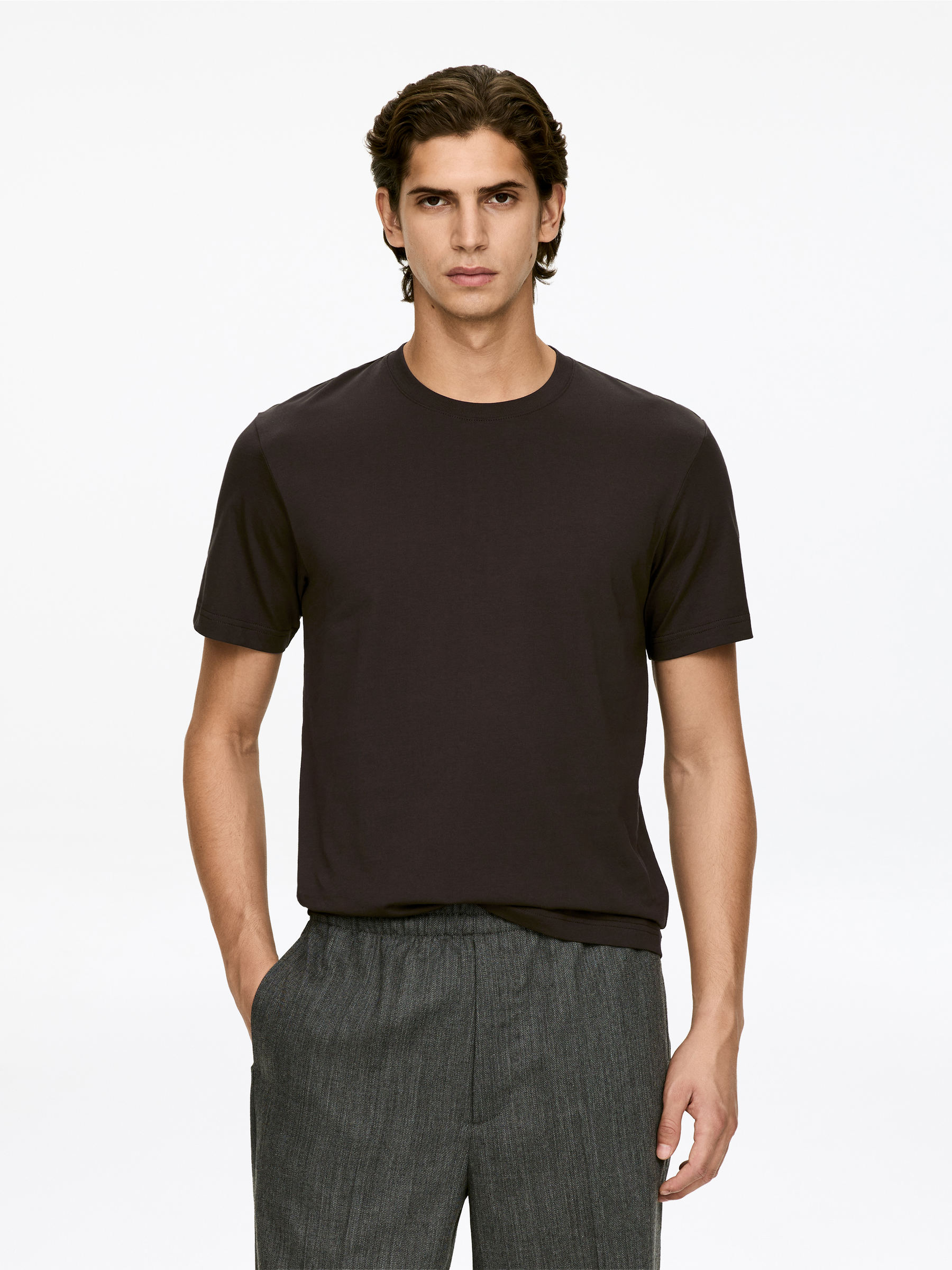 170 GSM Regular T-Shirt-#3F3838-17130