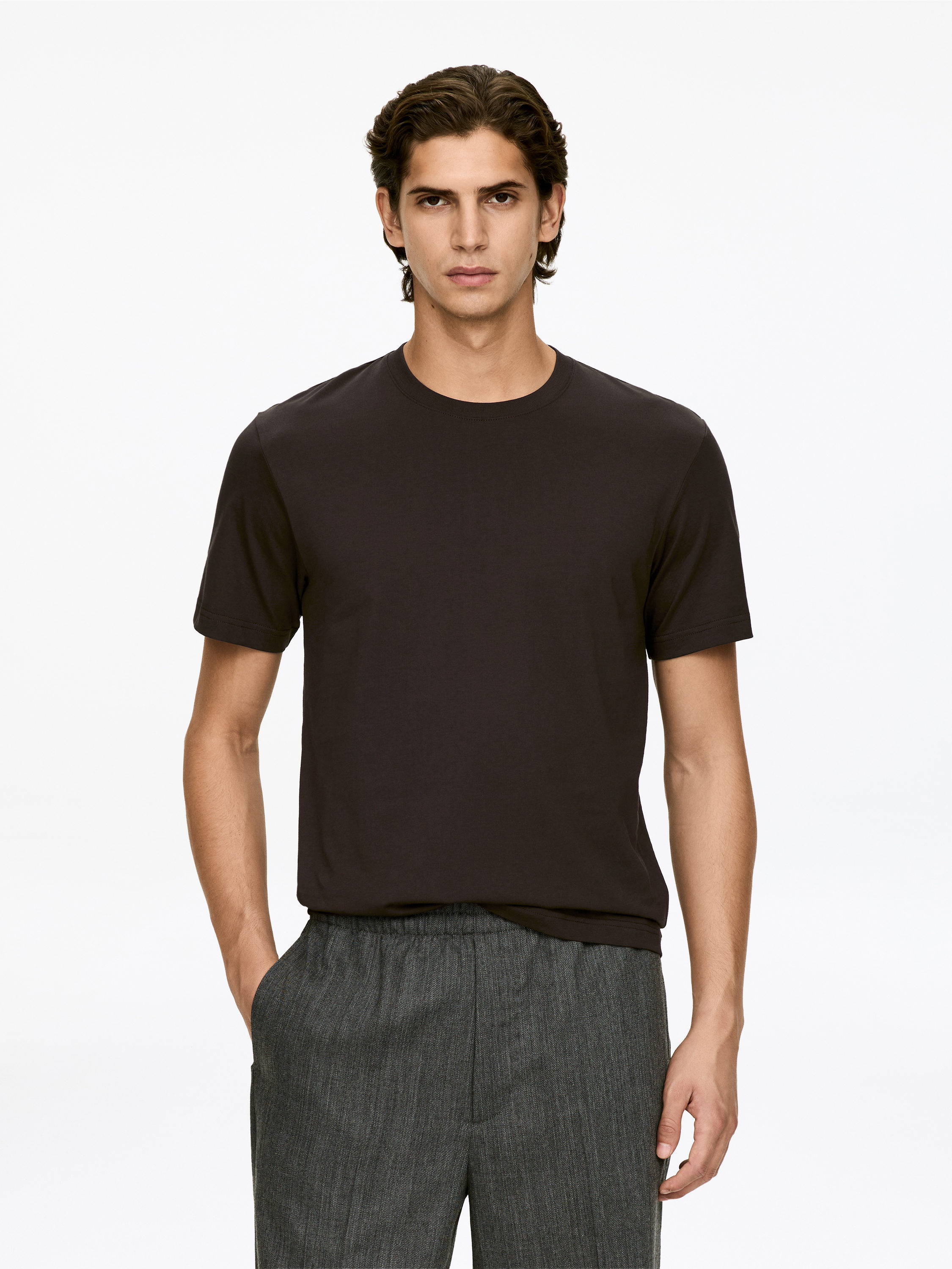 170 GSM Regular T-Shirt-#3F3838-17130