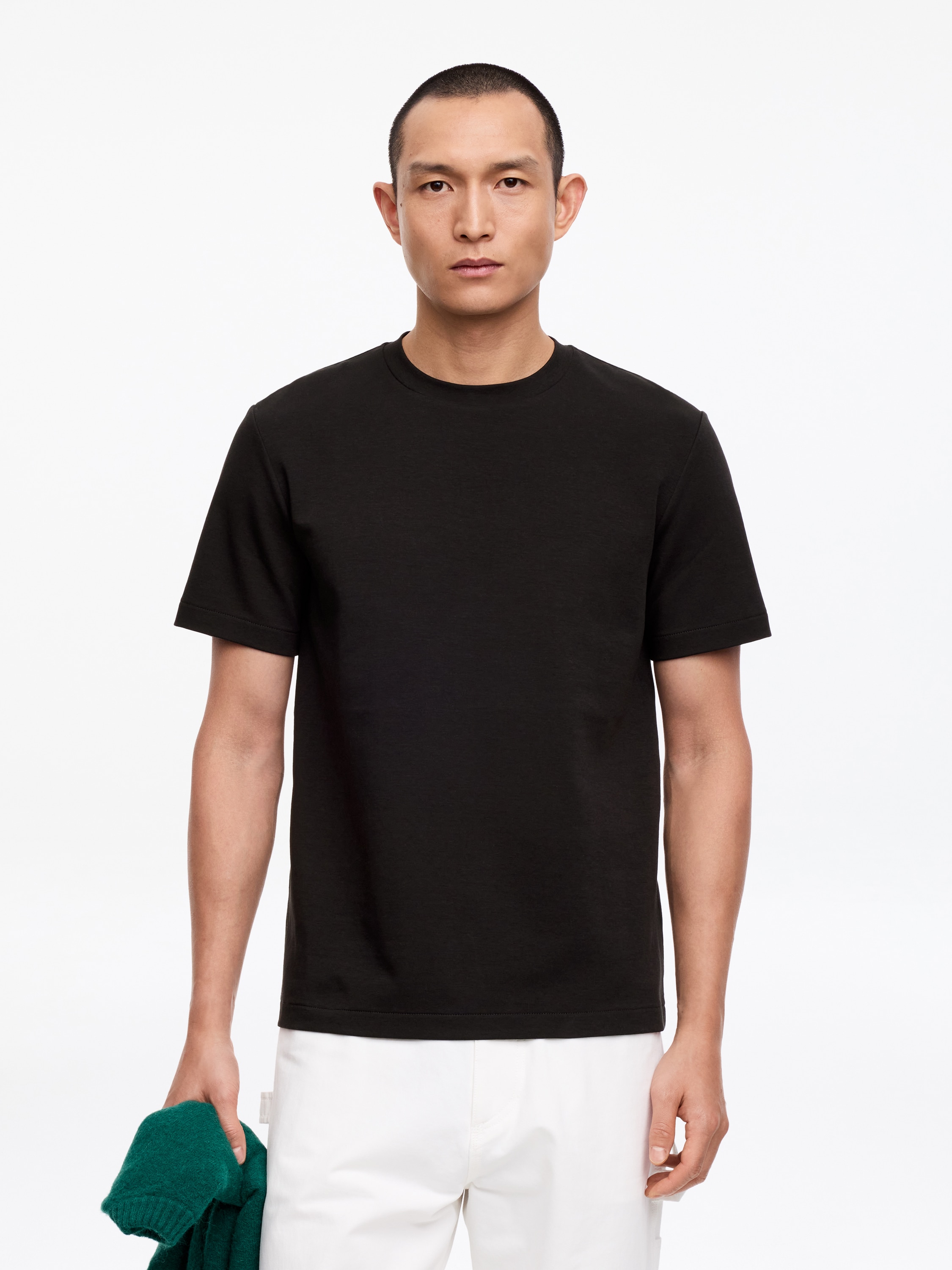 Κανονικό T-Shirt Interlock - Μαύρο/Λευκό