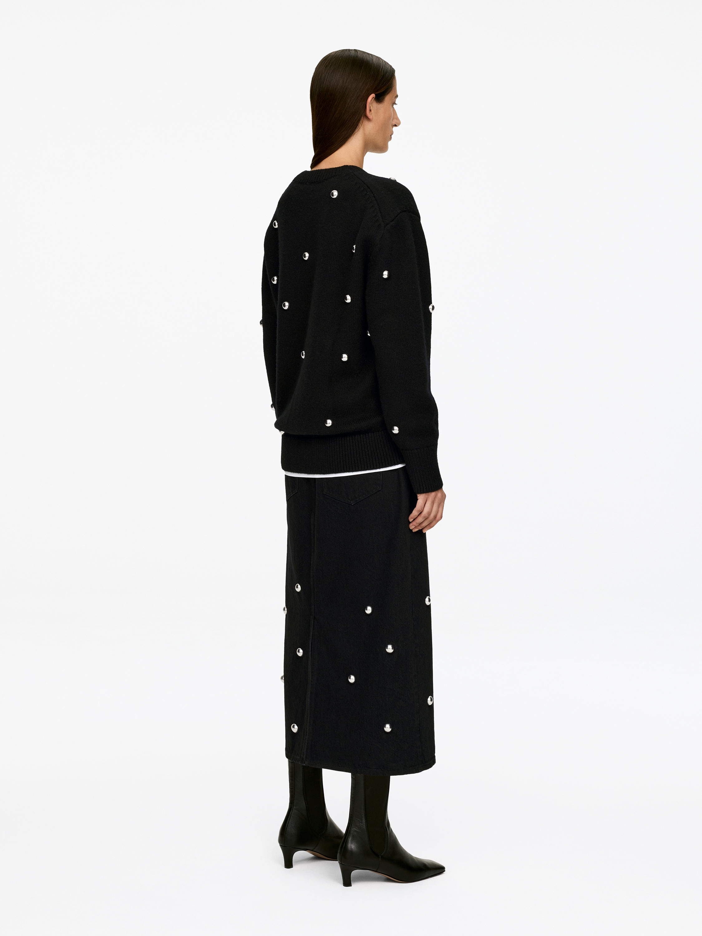 Studded Wool Jumper - Black - Loose fit - Women - StillMedia/Lookbook - 4