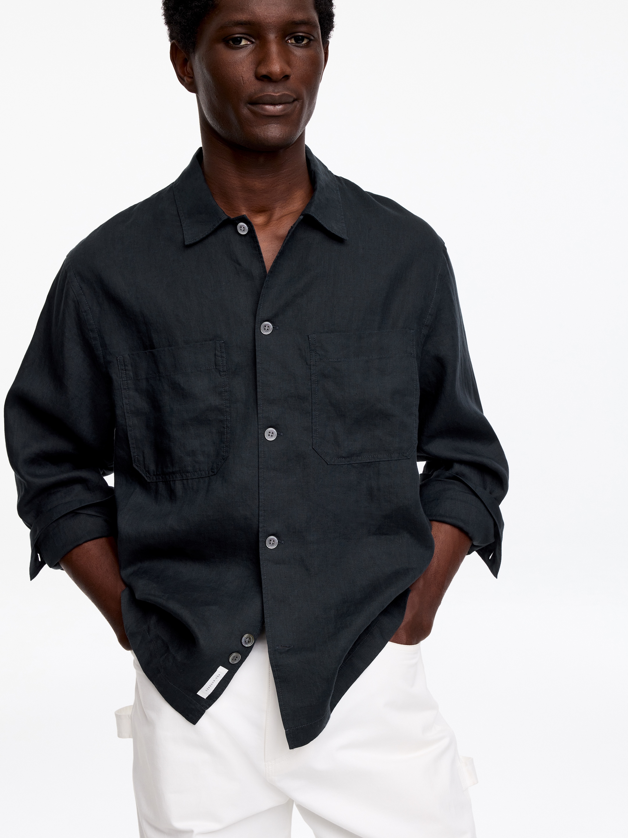 Lockeres Leinenhemd - Dunkelblau - Loose Fit - Men - StillMedia/Lookbook - 2