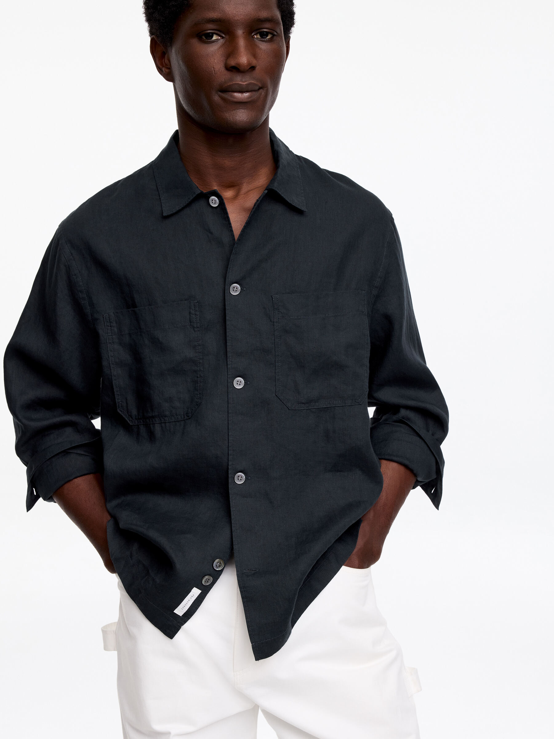 Relaxed Linen Shirt - Dark Blue - Loose fit - Men - StillMedia/Lookbook - 2