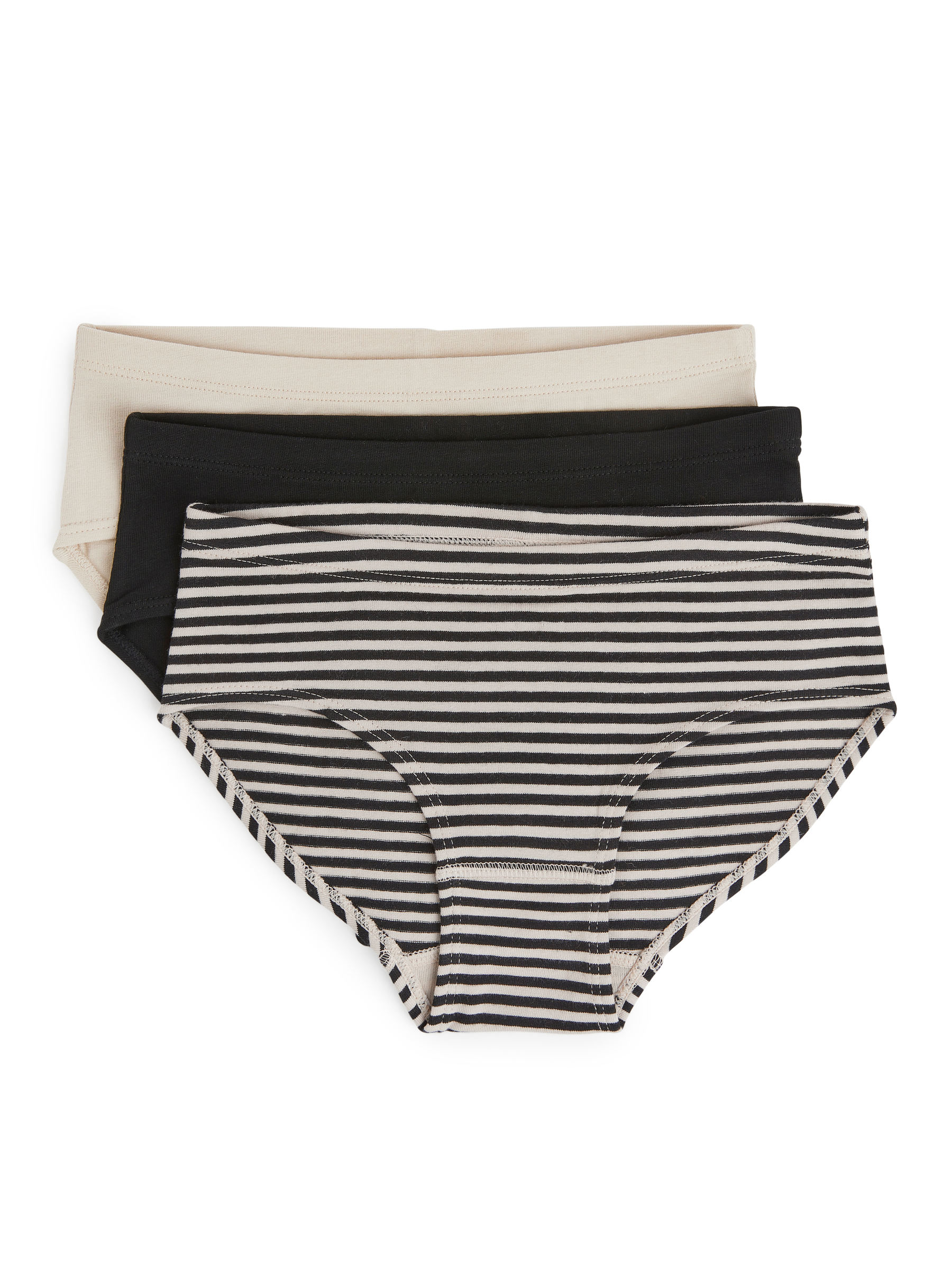 Slips aus Baumwolljersey, 3er-Set - Schwarz/Beige - Regular Fit - Kinder - StillMedia/DescriptiveStillLife - 3