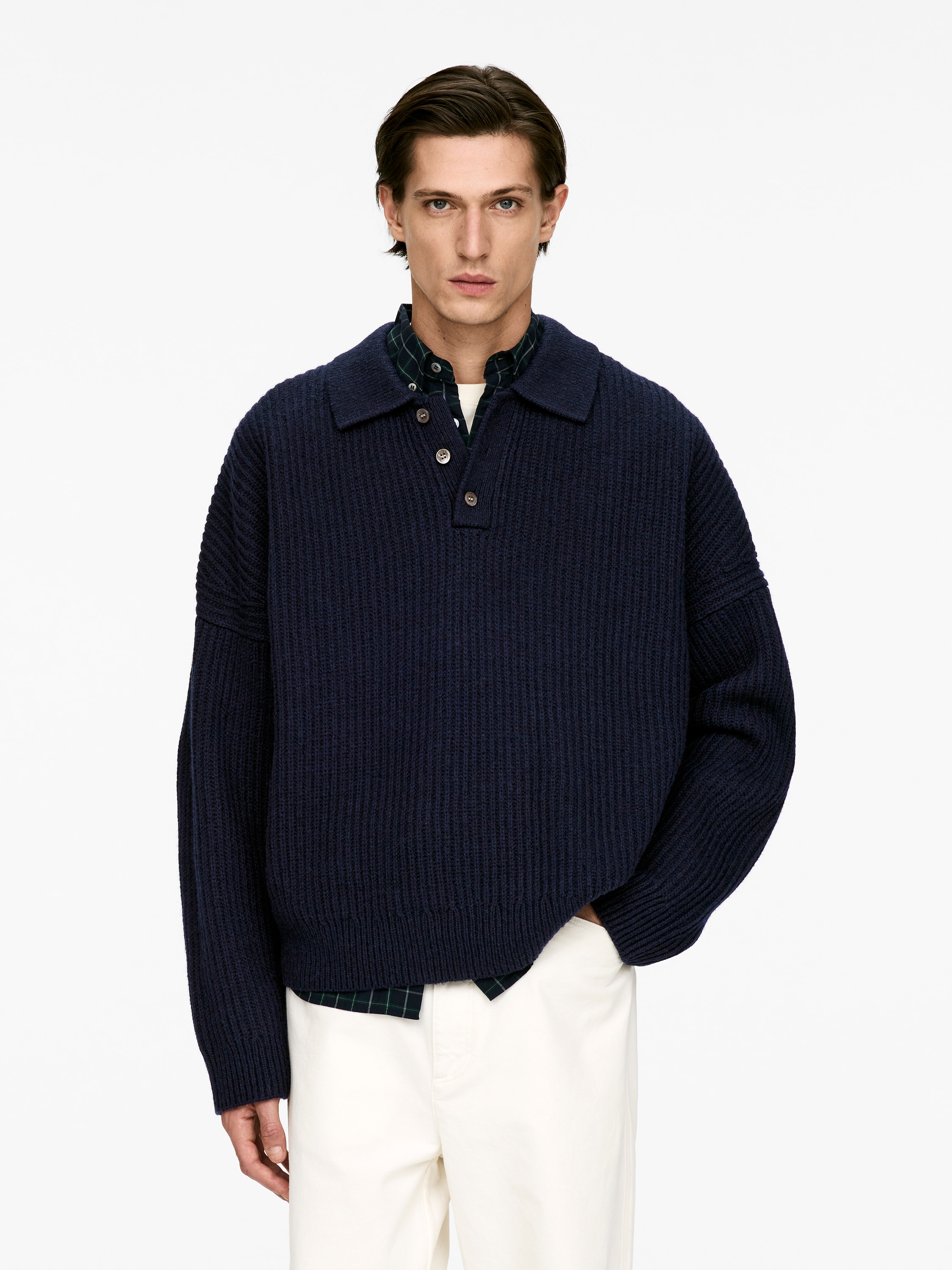 Wool Polo Jumper - Σκούρο Μπλε