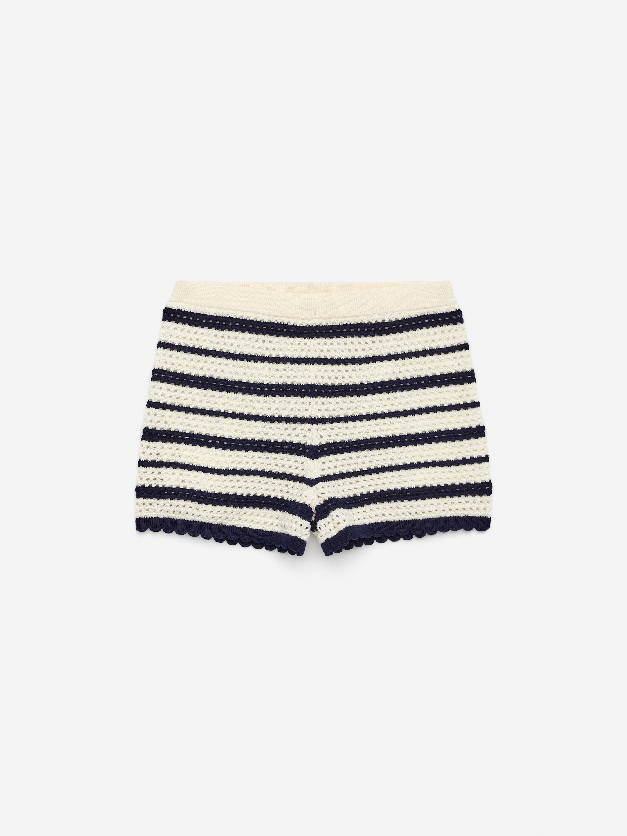Visualizza immagine più grande: Shorts in maglia pointelle - Blu scuro/Bianco sporco - BAMBINO | H&M IT 1