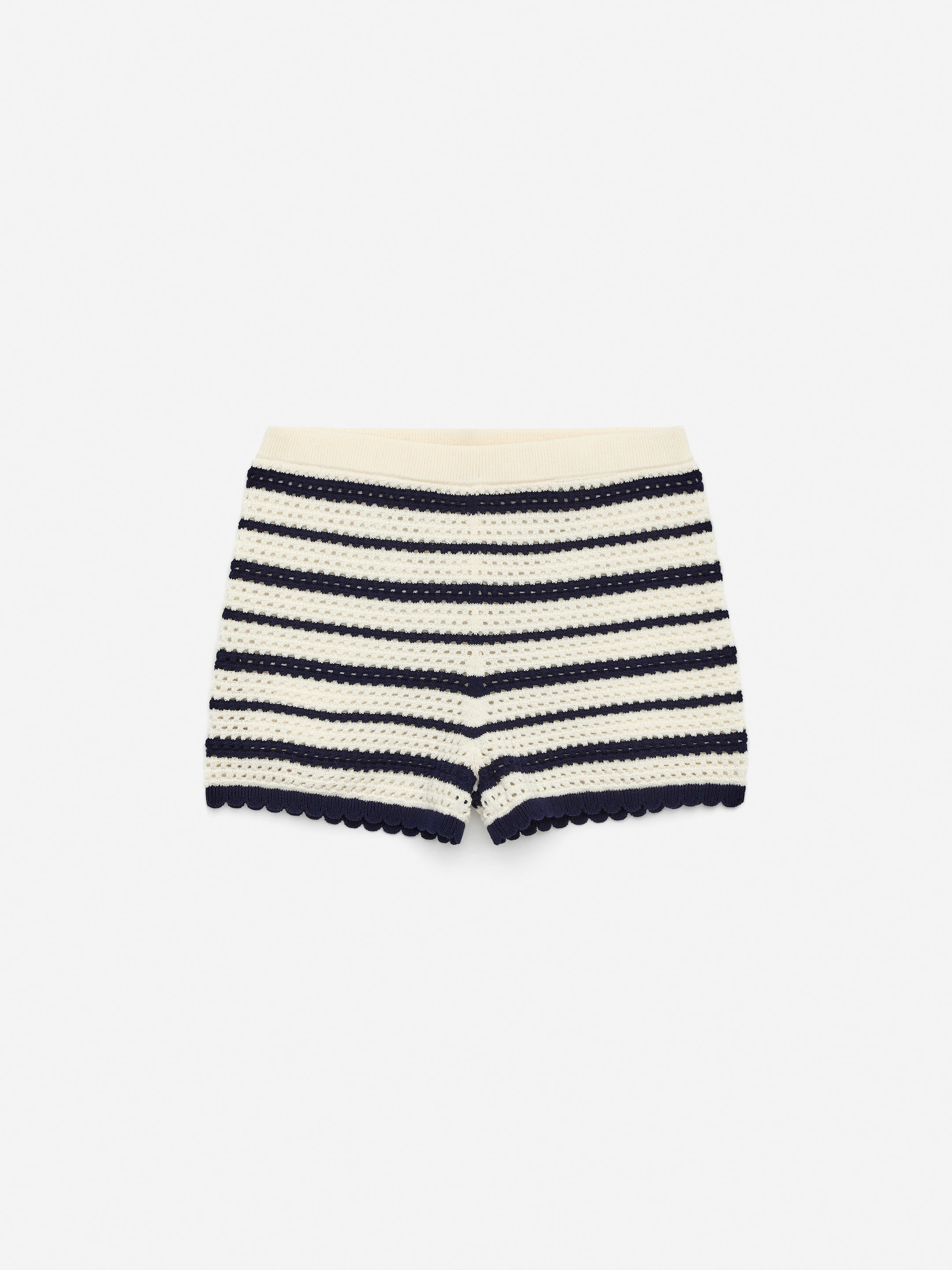 Näytä suurempi kuva: Pointelle-Knit Shorts - Tummansininen/luonnonvalkoinen - Kids | H&M FI 1
