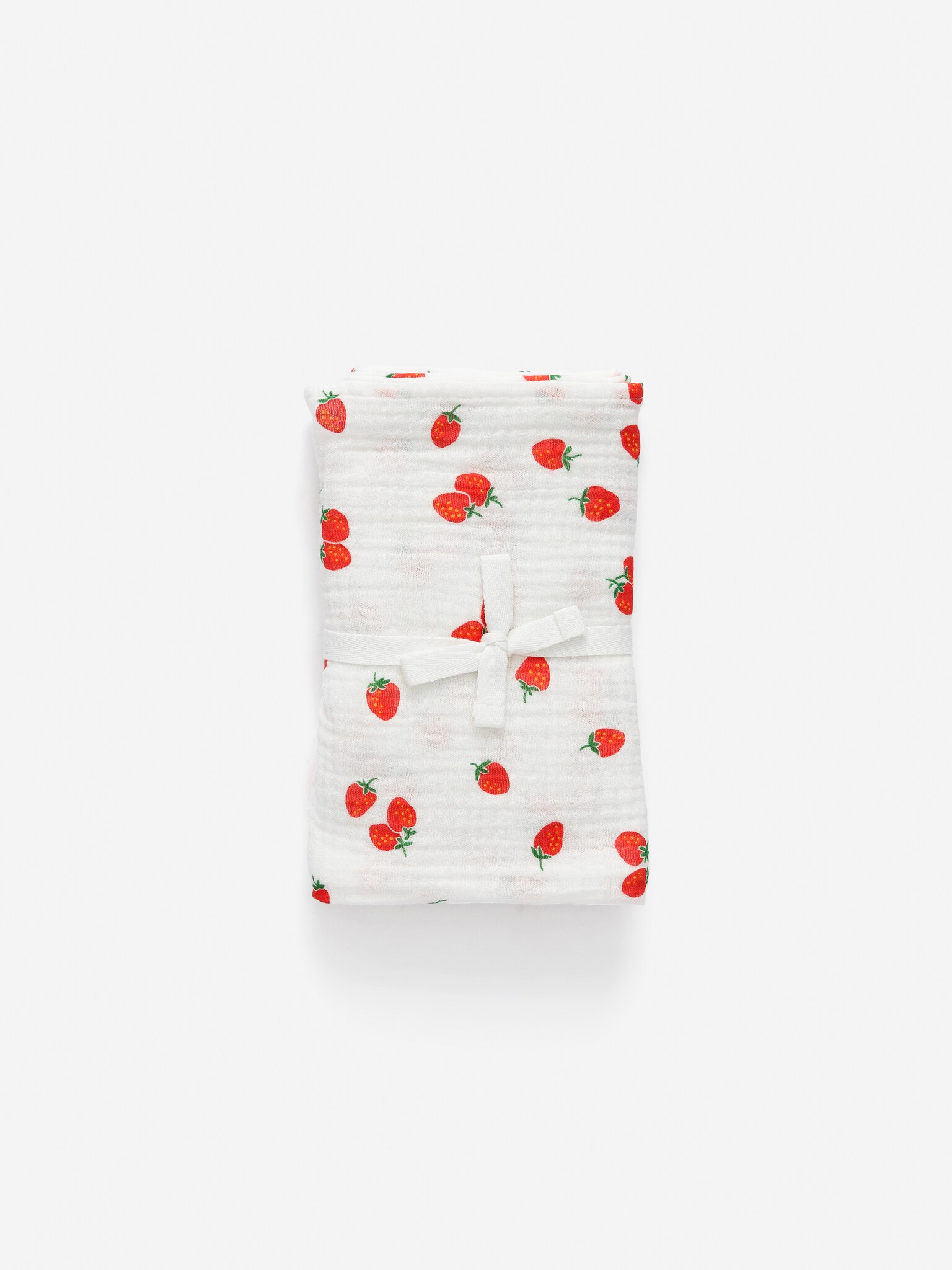 Decke aus Musselin - Weiß/Erdbeeren