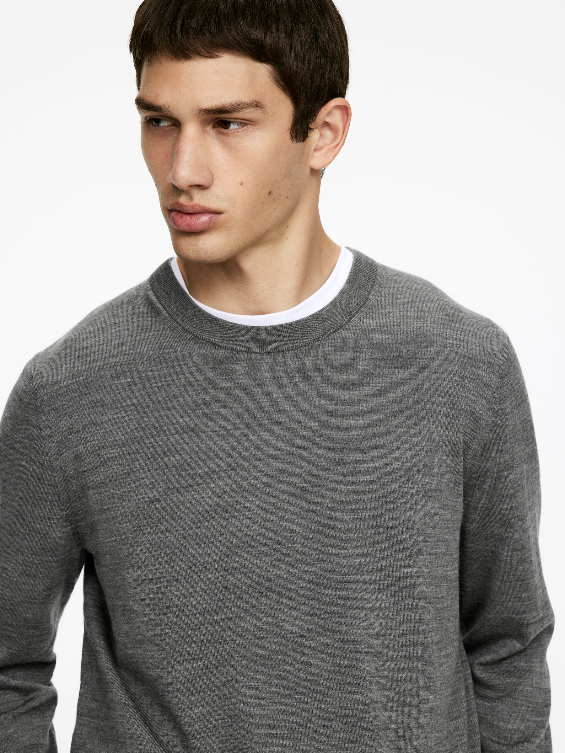 Pull en laine mérinos en maille fine - Gris chiné - Regular fit - Homme - StillMedia/Lookbook - 13
