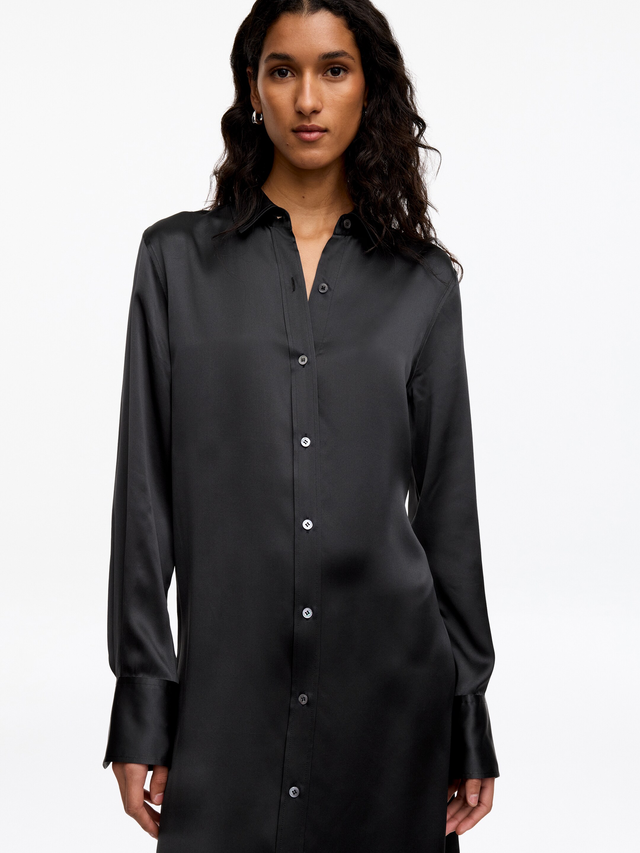 Vestido de seda abotonado - Gris oscuro - Corte estándar - Women - StillMedia/Lookbook - 6