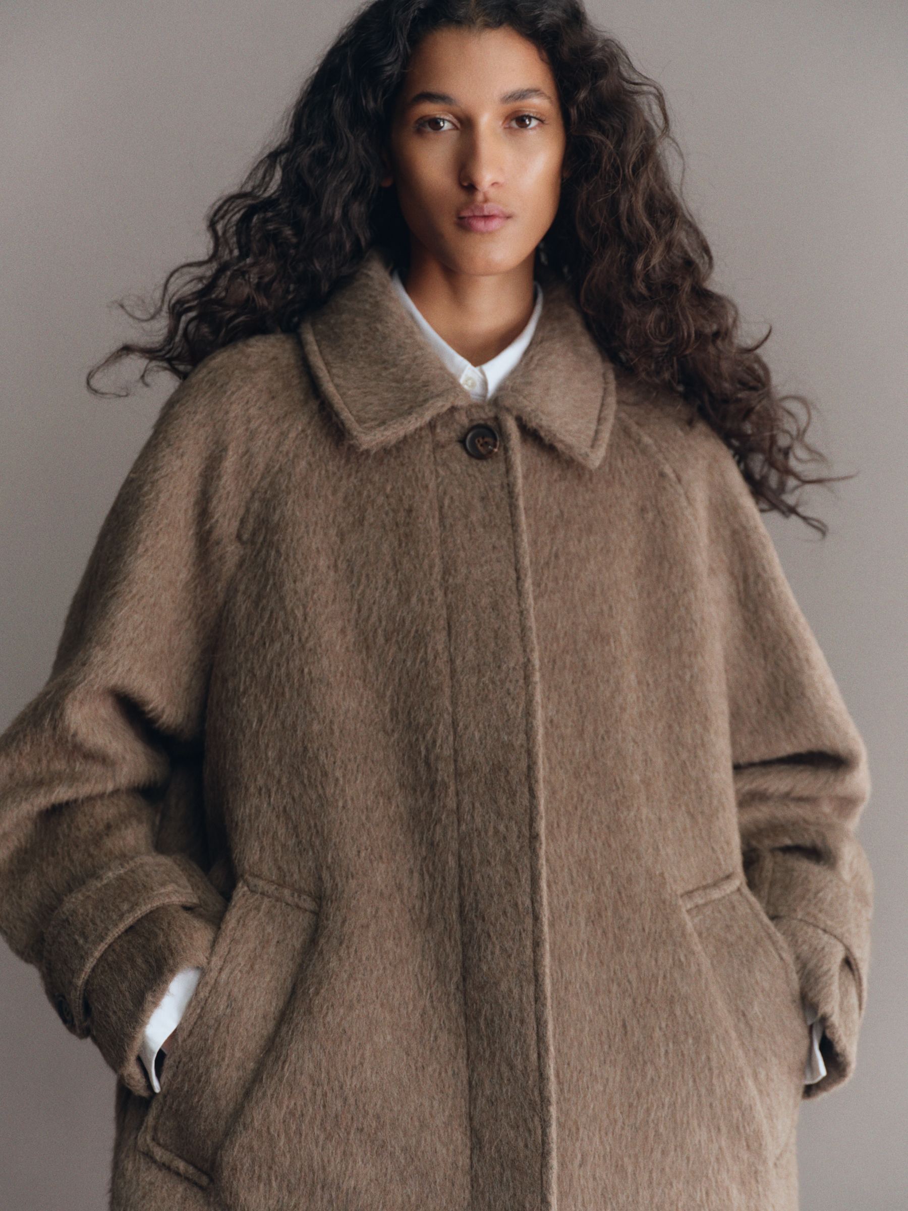 Kappa i ull- och alpackablandning - Mörk mullvadsgrå - Loose fit - Women - StillMedia/Environmental - 1