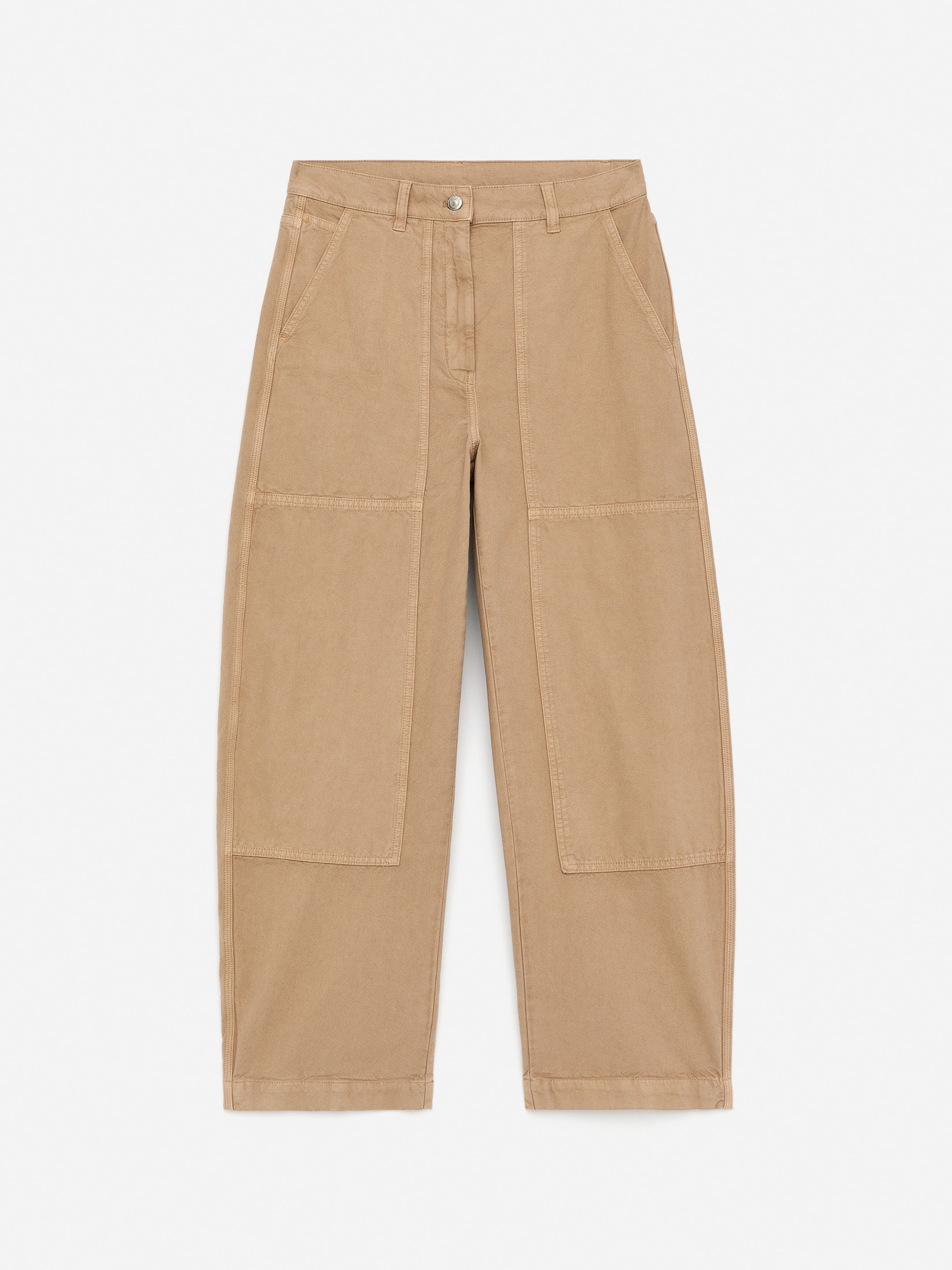 Barrel-Leg Cotton Trousers-#A49578-15652
