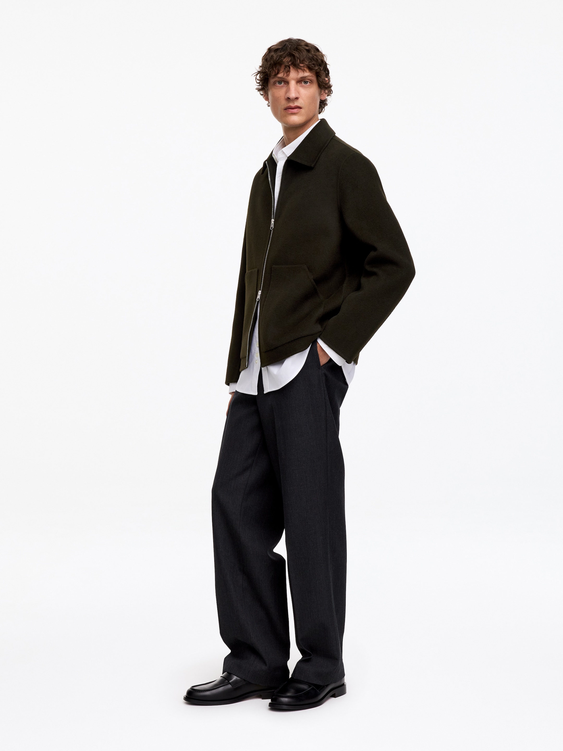 Double-Face Wool Blend Jacket - Dark Green - Regular fit - Men - StillMedia/Lookbook - 6
