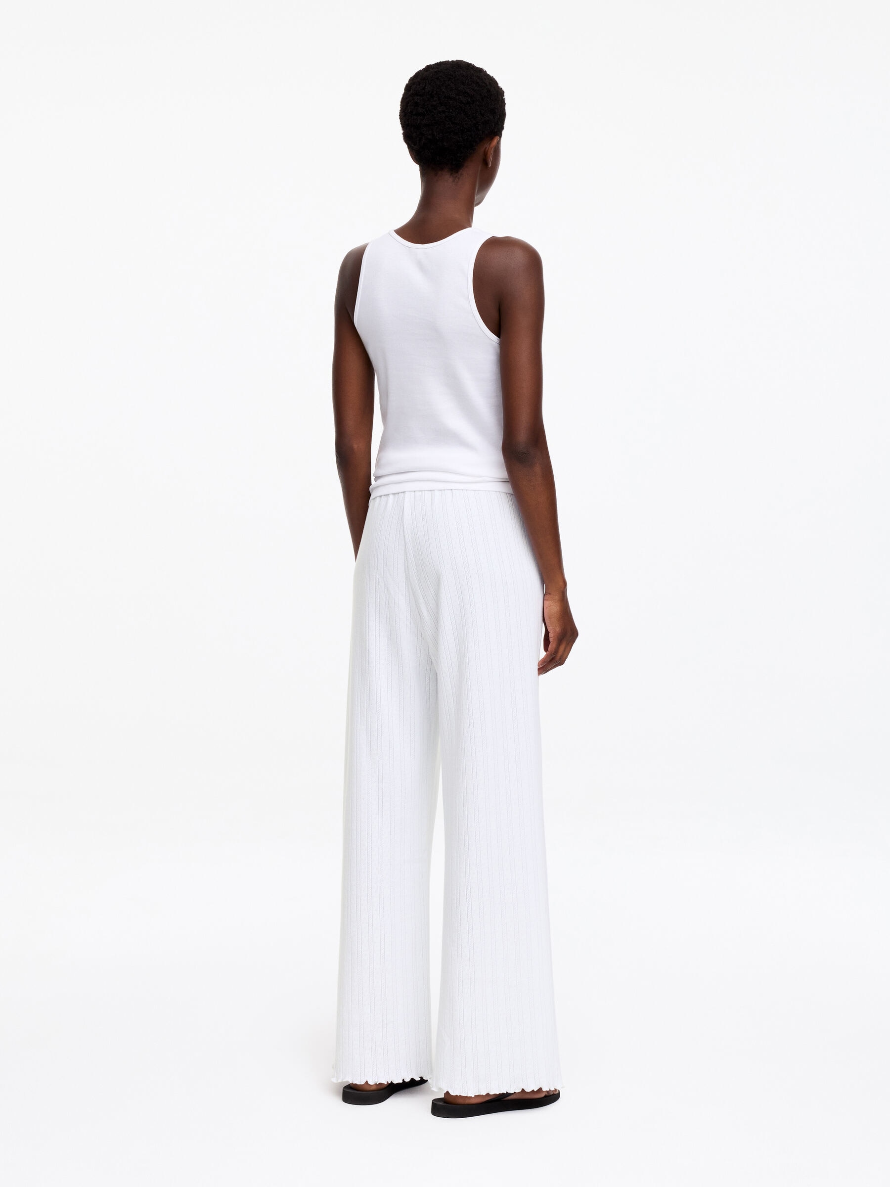 Pointelle-knitted Trousers - White - Regular fit - Women - StillMedia/Lookbook - 4