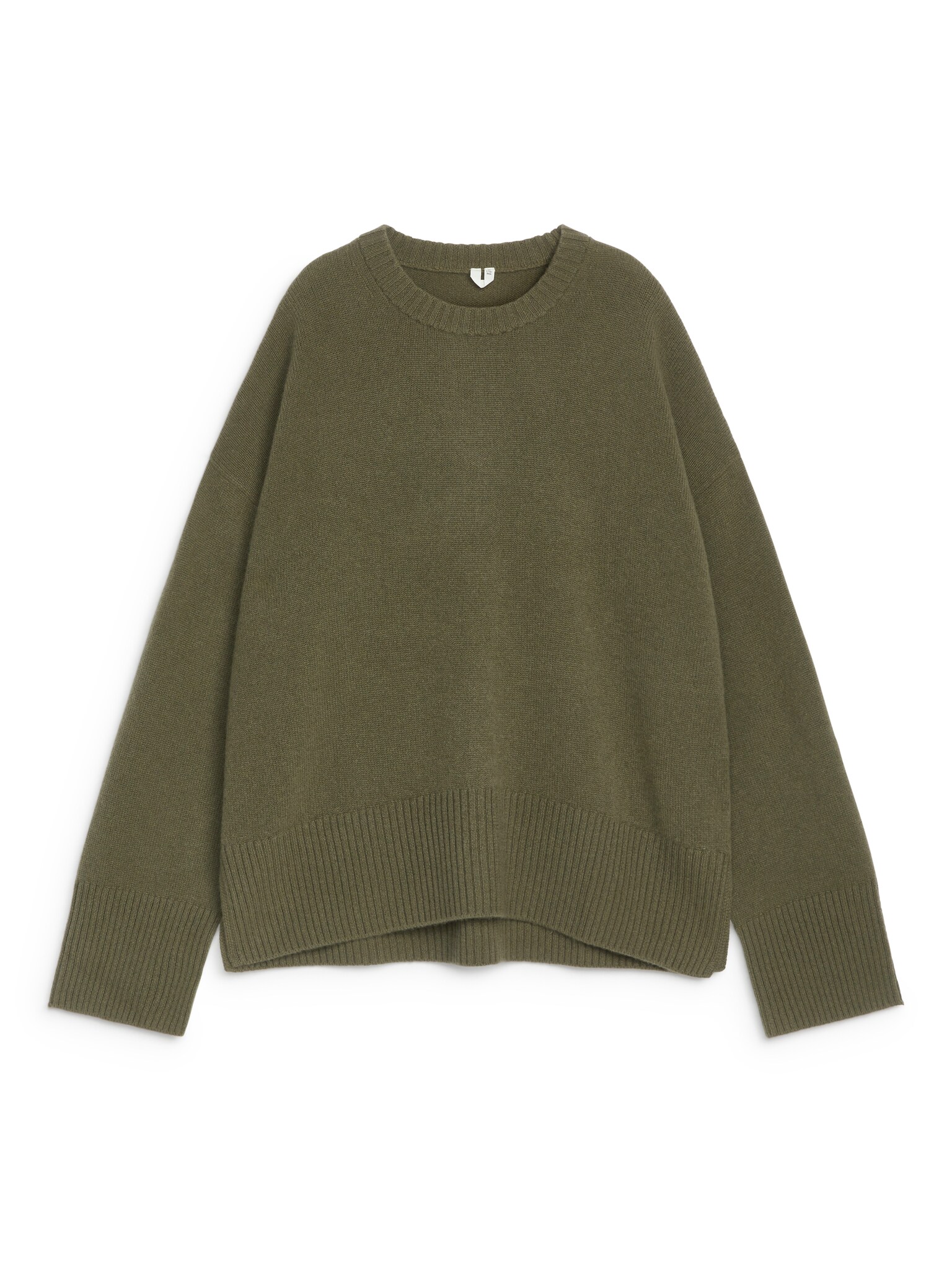 Volný kašmírový svetr - Khaki Green