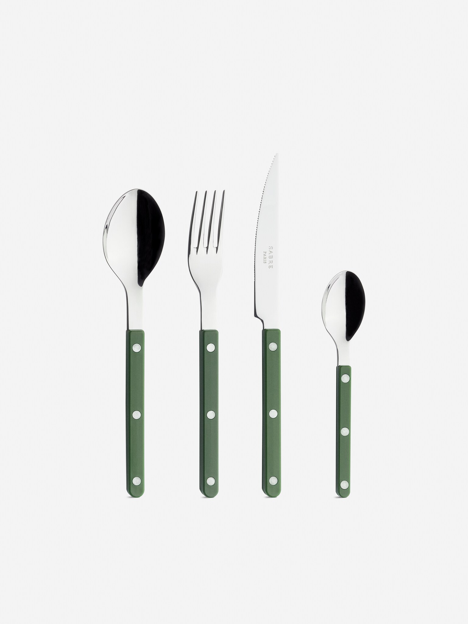 Ensemble de couverts Bistrot de Sabre Paris - Vert/Argent/Blanc cassé