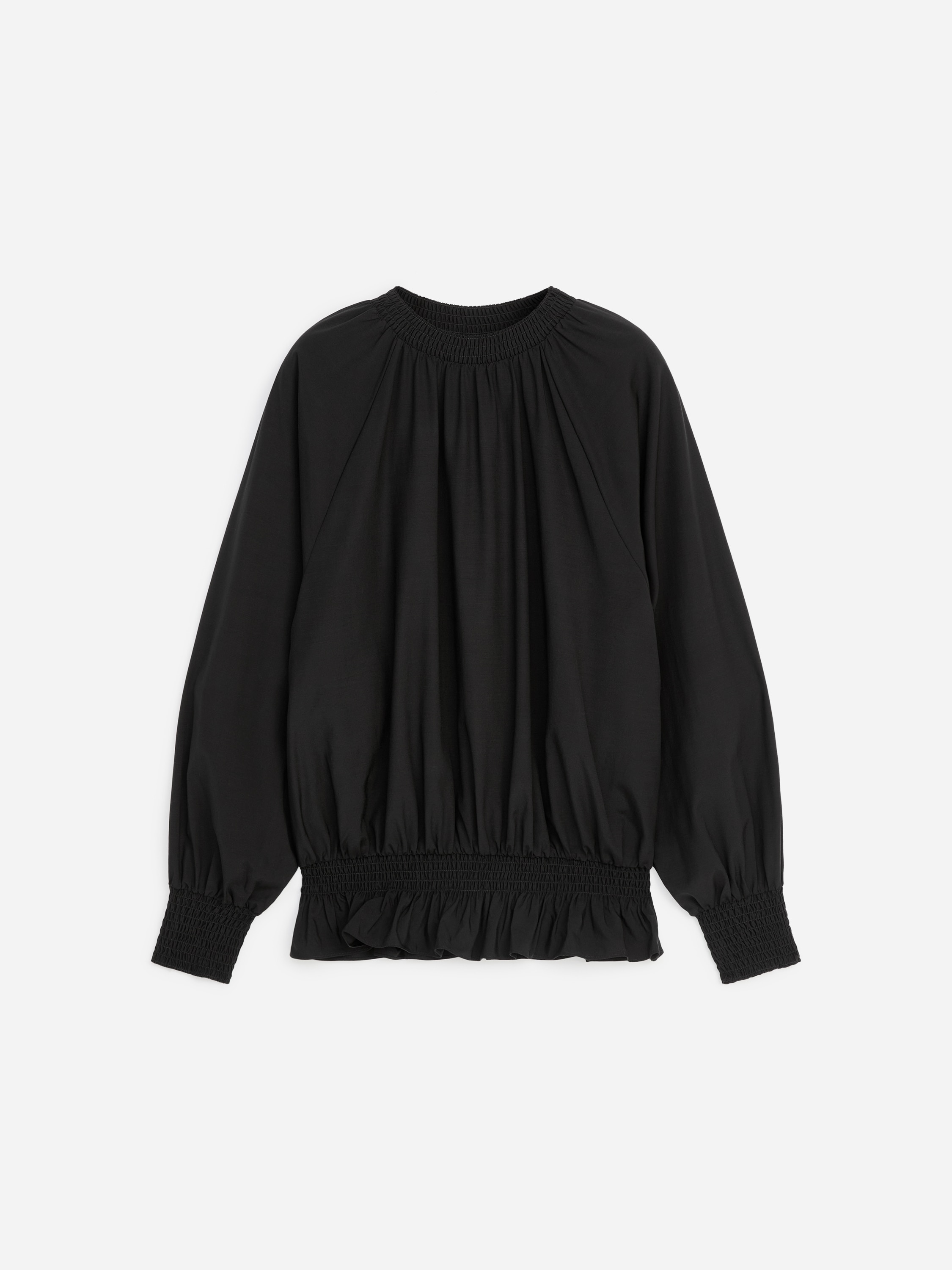 Blusa a punto smock - Nero
