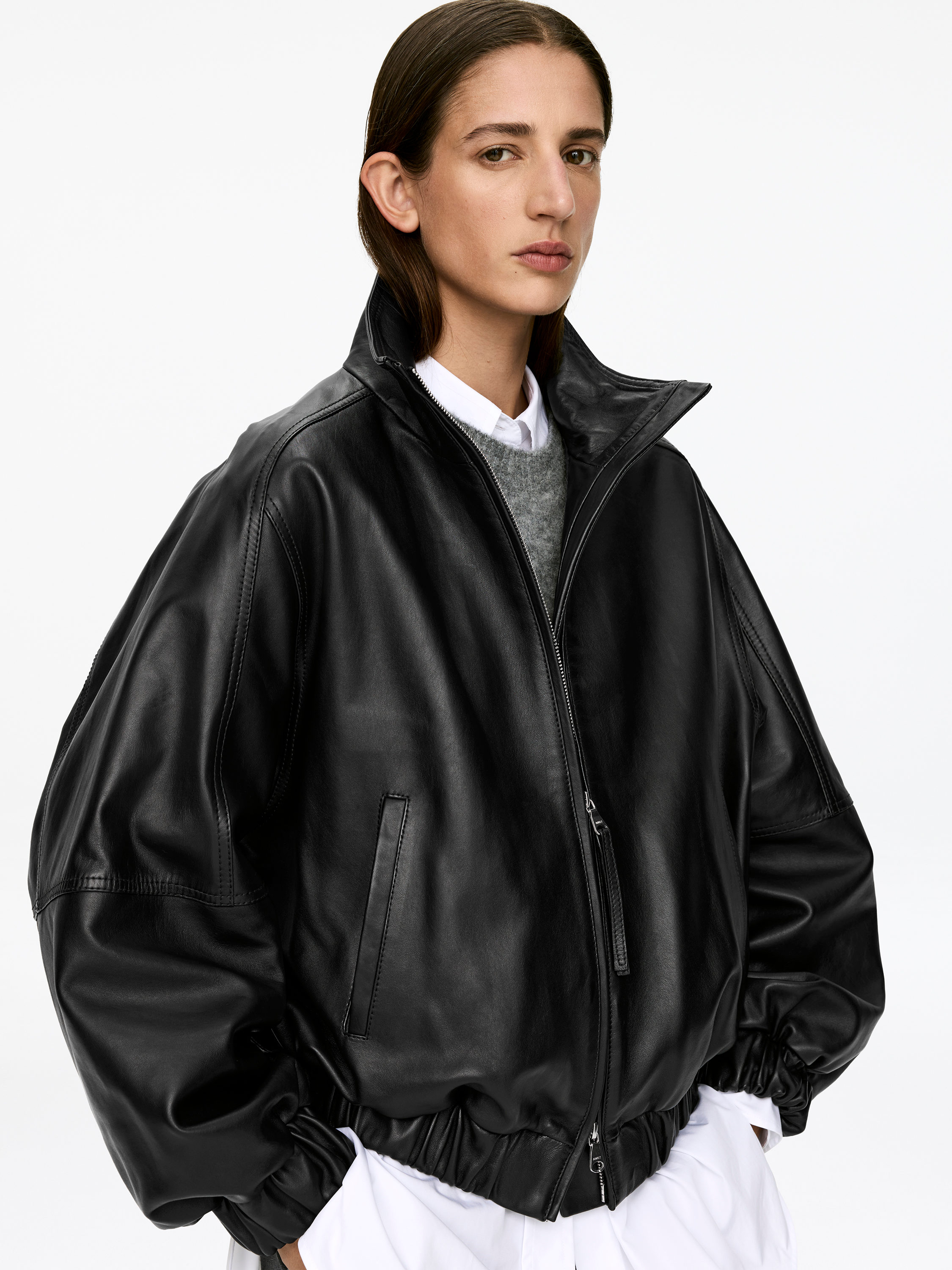 Leather Jacket - Black - Oversized - Women - StillMedia/Lookbook - 6