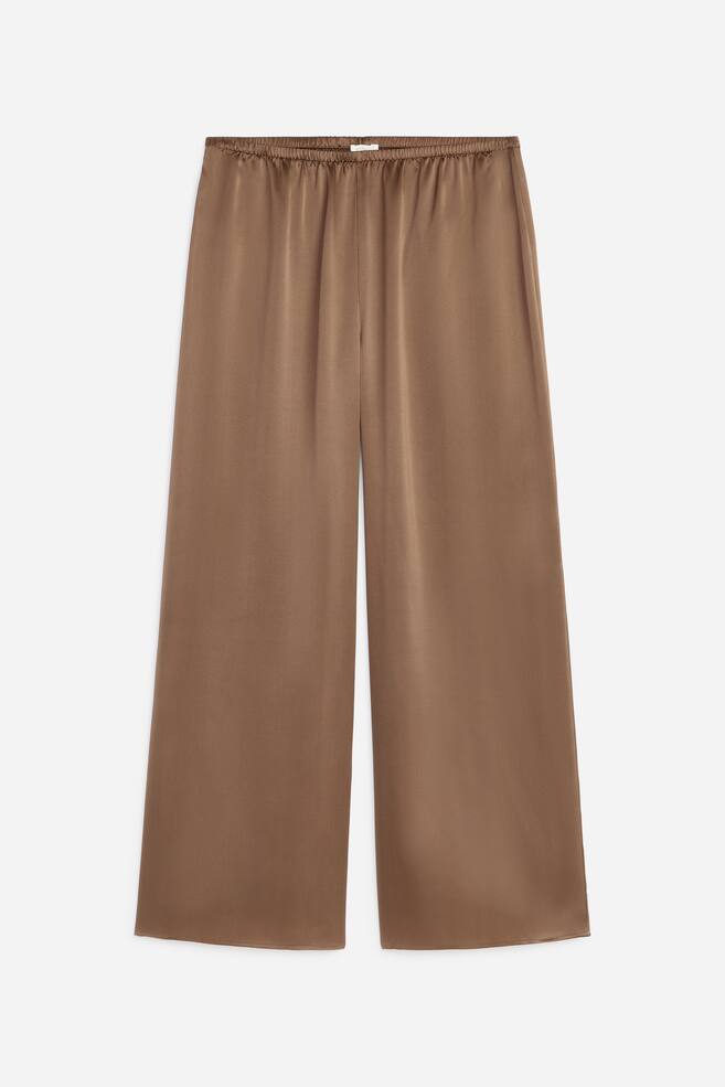 Silk Satin Trousers - Taupe/Dark red/Black - 1