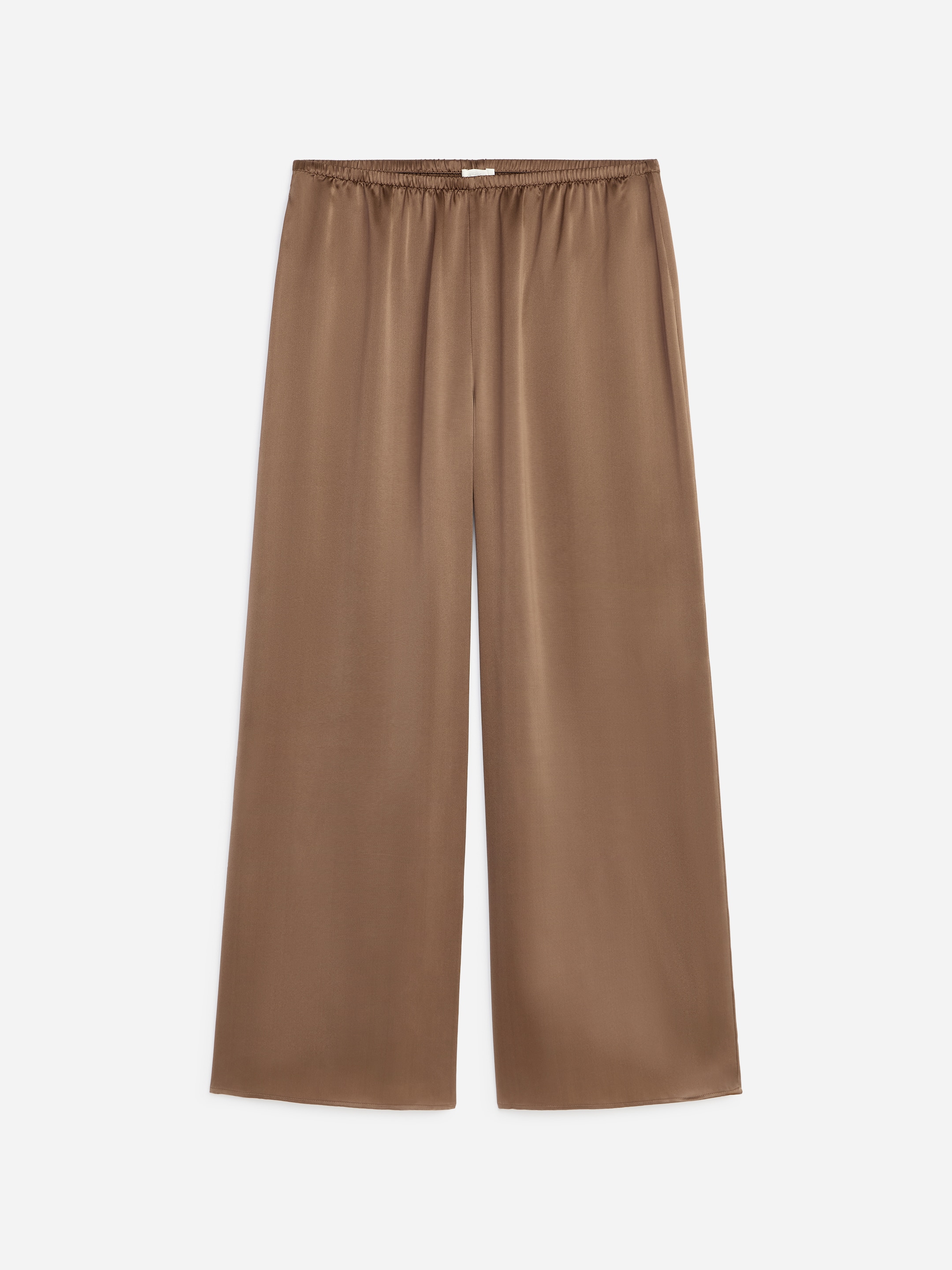 Silk Satin Trousers-Brown-19825