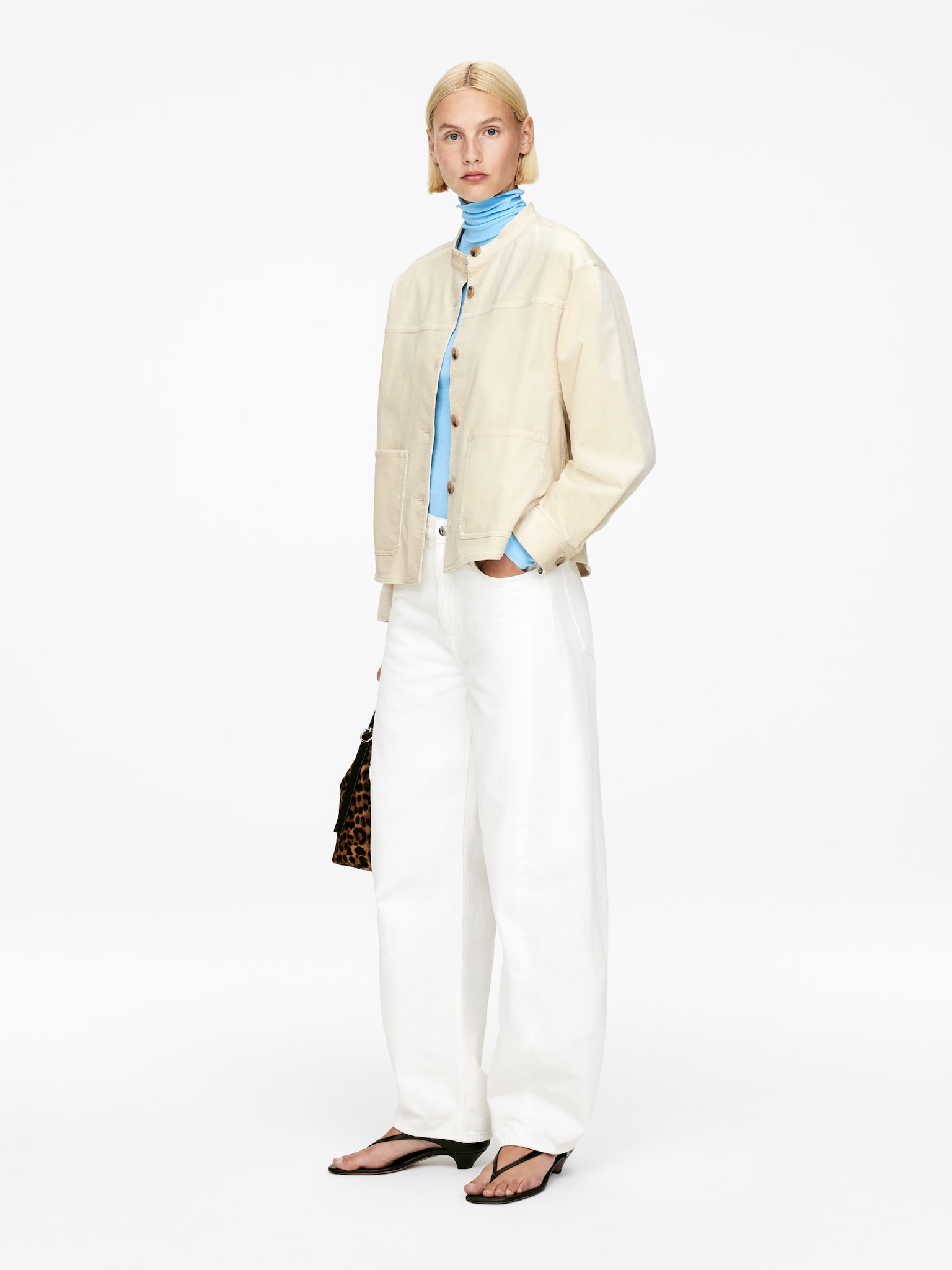 Corduroy Overshirt - Light Beige/Dark Blue - 4