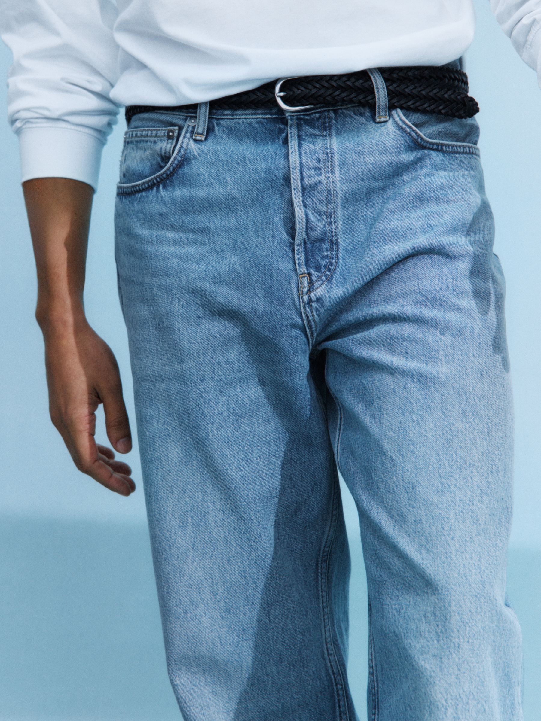 OCEAN Loose Straight Jeans-#5B71A4-14549