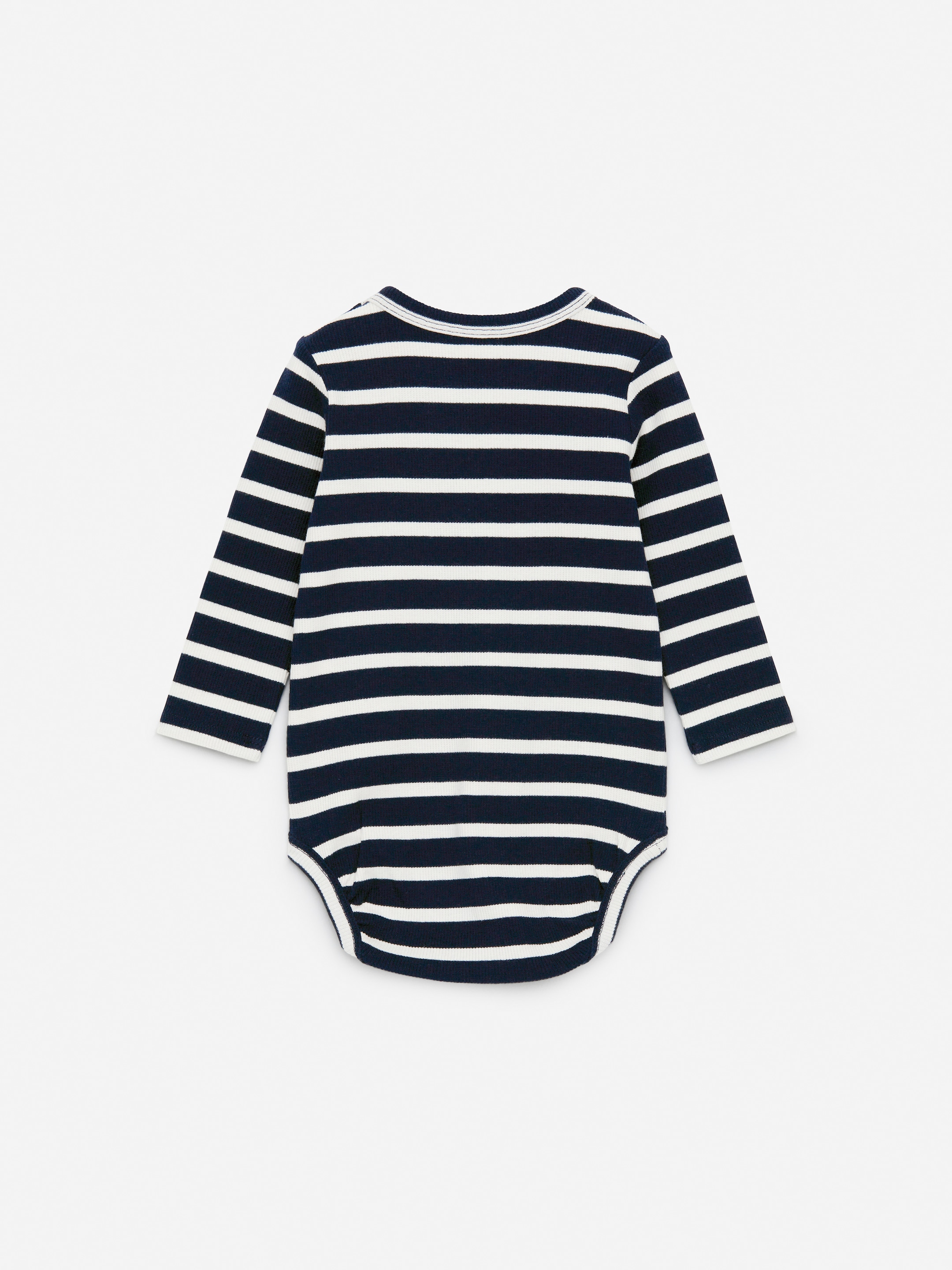Ribbstickad långärmad body - Mörkblå/off-white - Children - StillMedia/DescriptiveStillLife - 3
