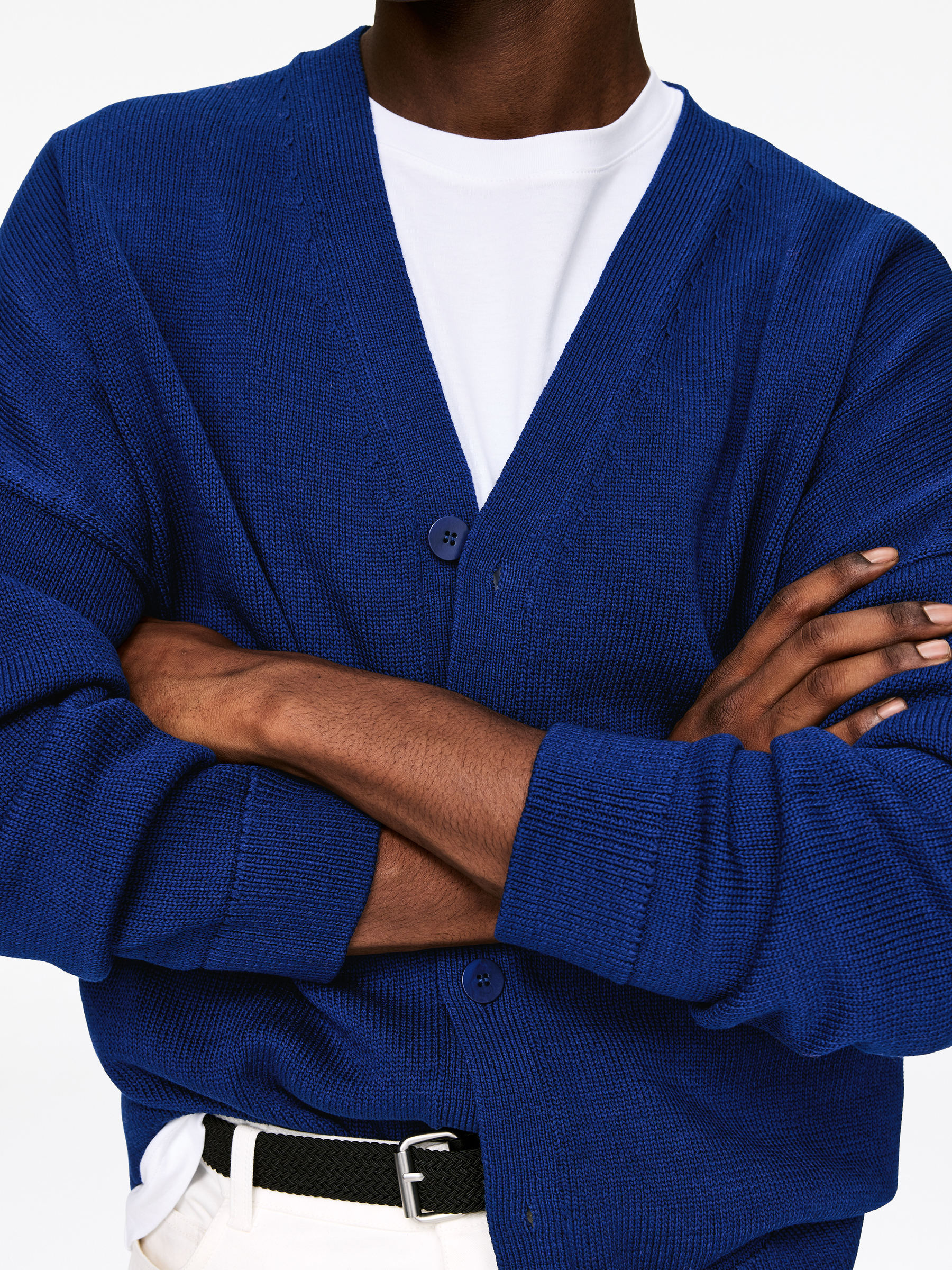 Bawełniany kardigan - Ciemnoniebieski - Luźny fason - Men - StillMedia/Lookbook - 6