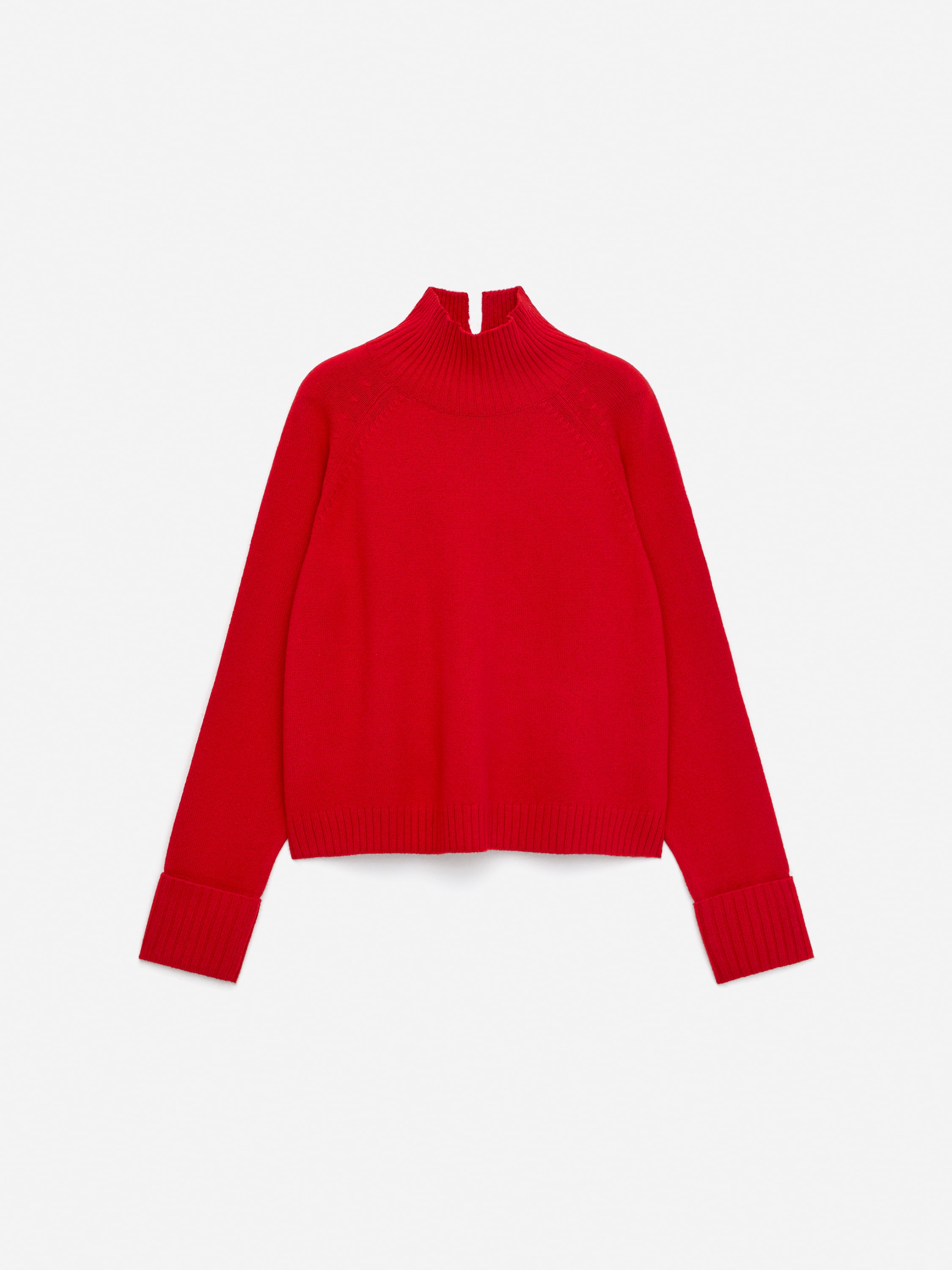 Maglione a collo alto in lana - Rosso/Grigio scuro mélange/Nero