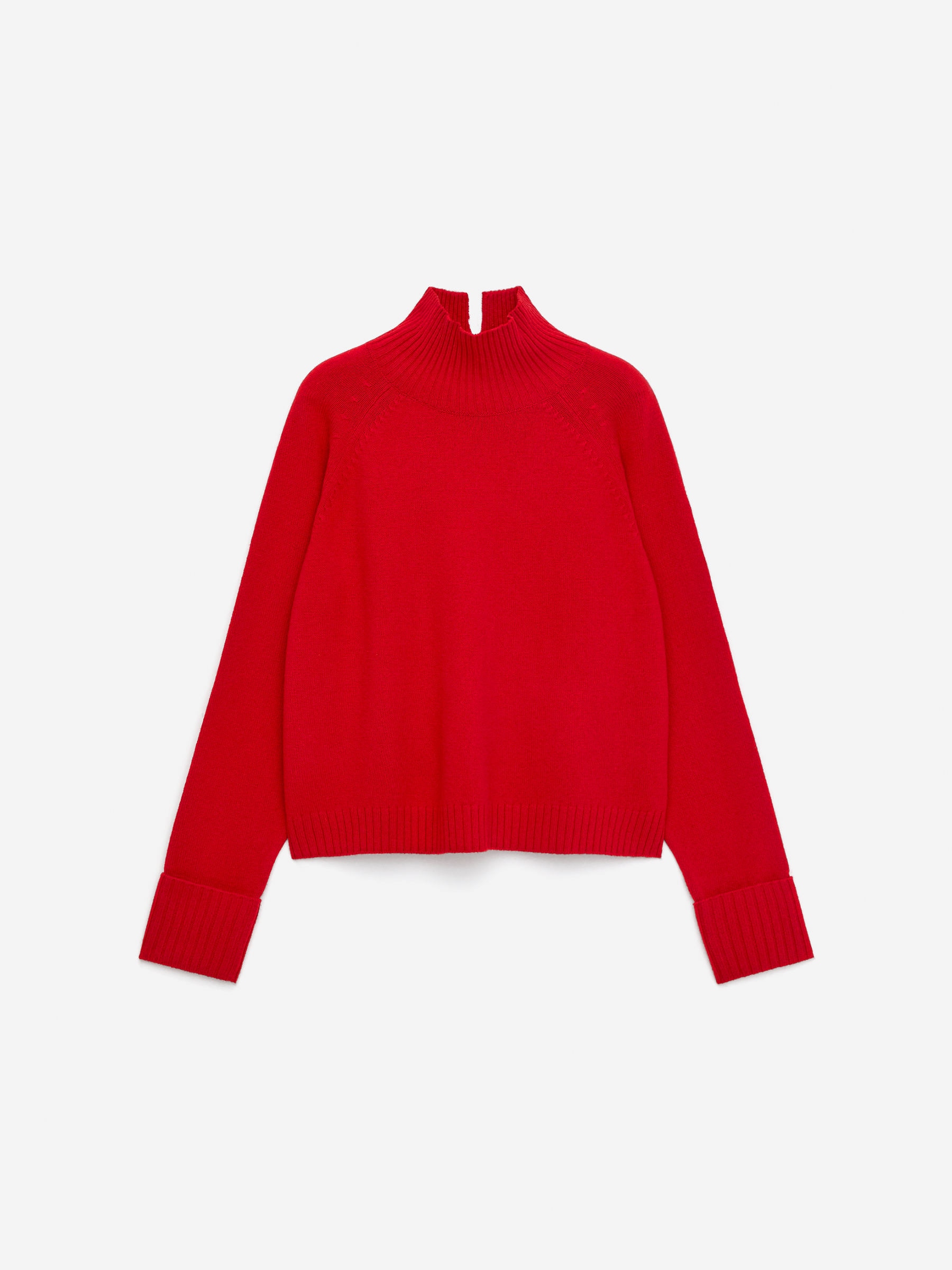 Roll-Neck Wool Jumper-Red-16715