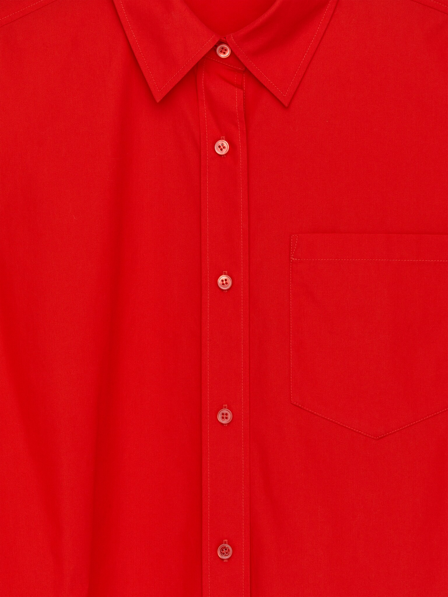 Chemise raccourcie en coton - Rouge - 4