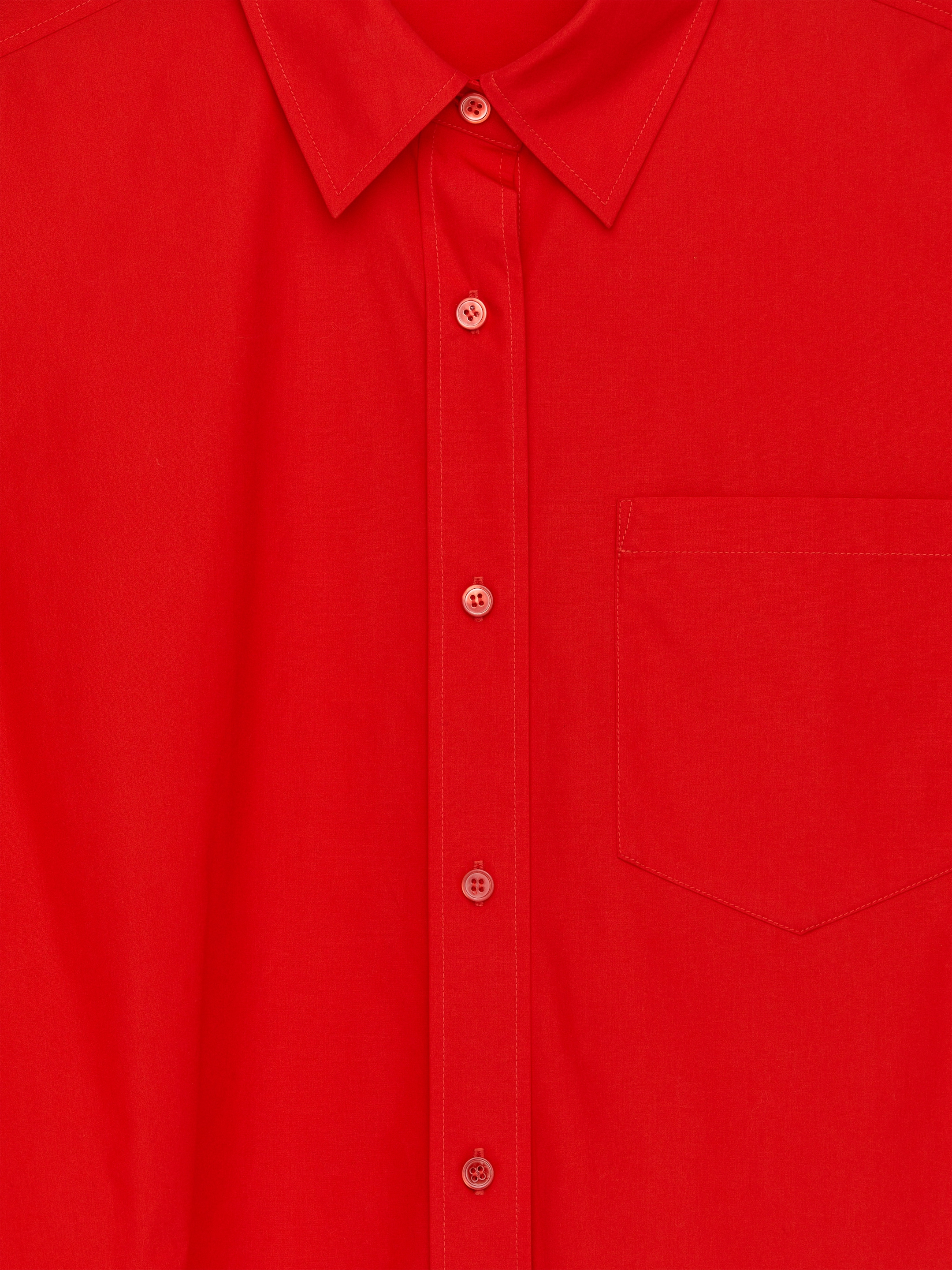 Cropped Cotton Shirt - Red - Regular fit - Women - StillMedia/DescriptiveDetail - 1