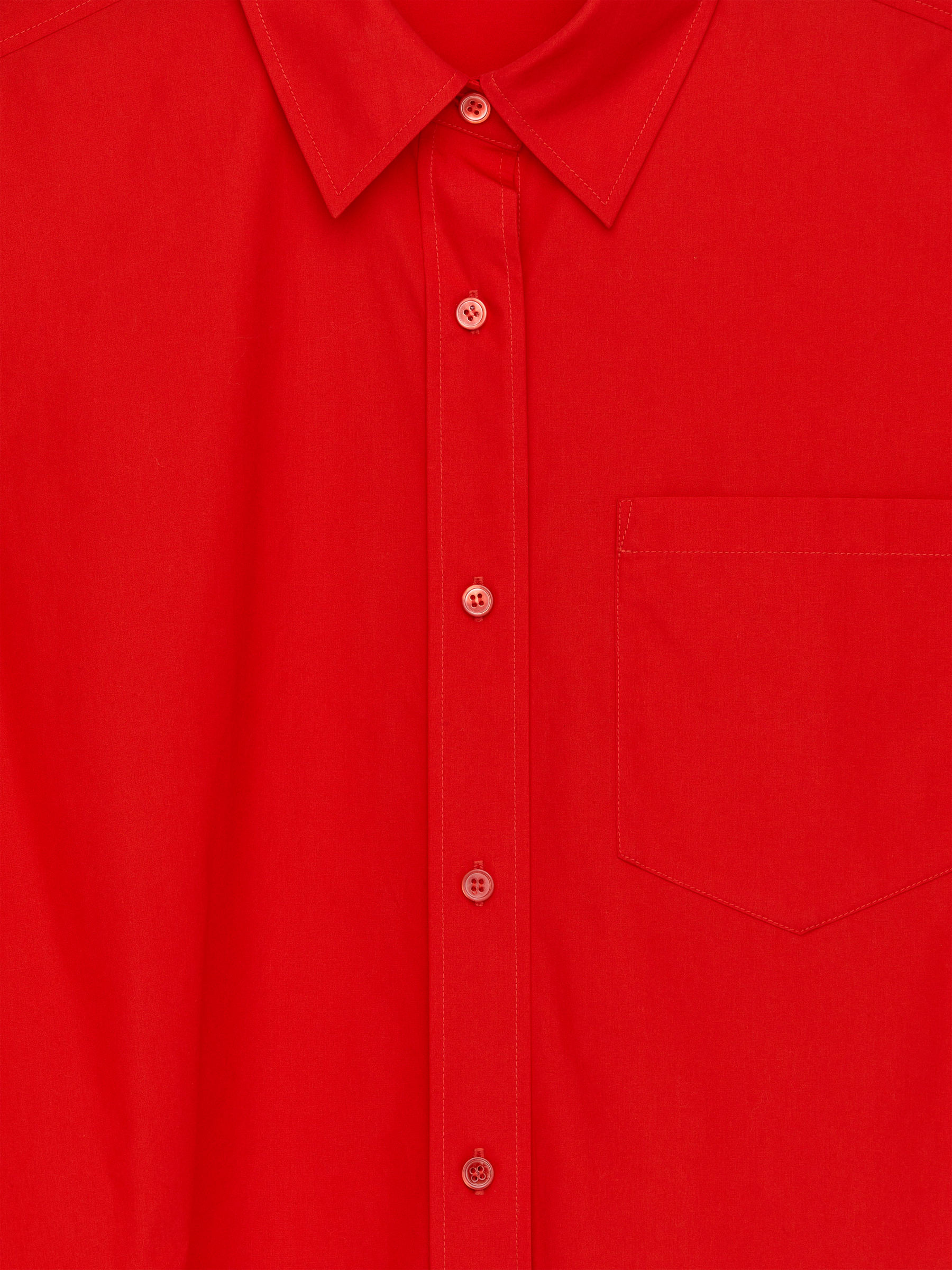 Cropped Cotton Shirt - Red - Regular fit - Women - StillMedia/DescriptiveDetail - 1