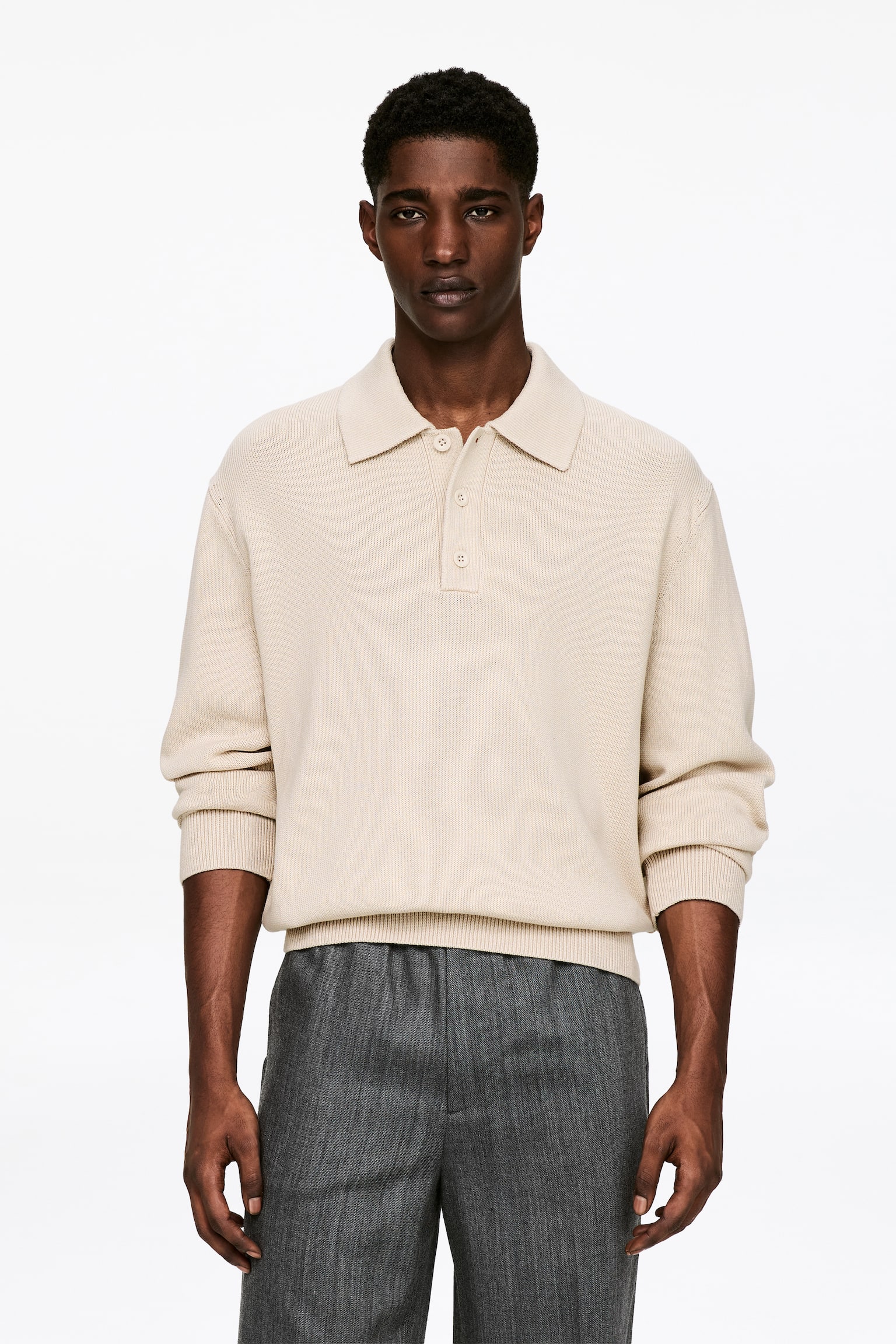 Polo de lyocell y algodón - Beige/Azul oscuro/Verde - 1