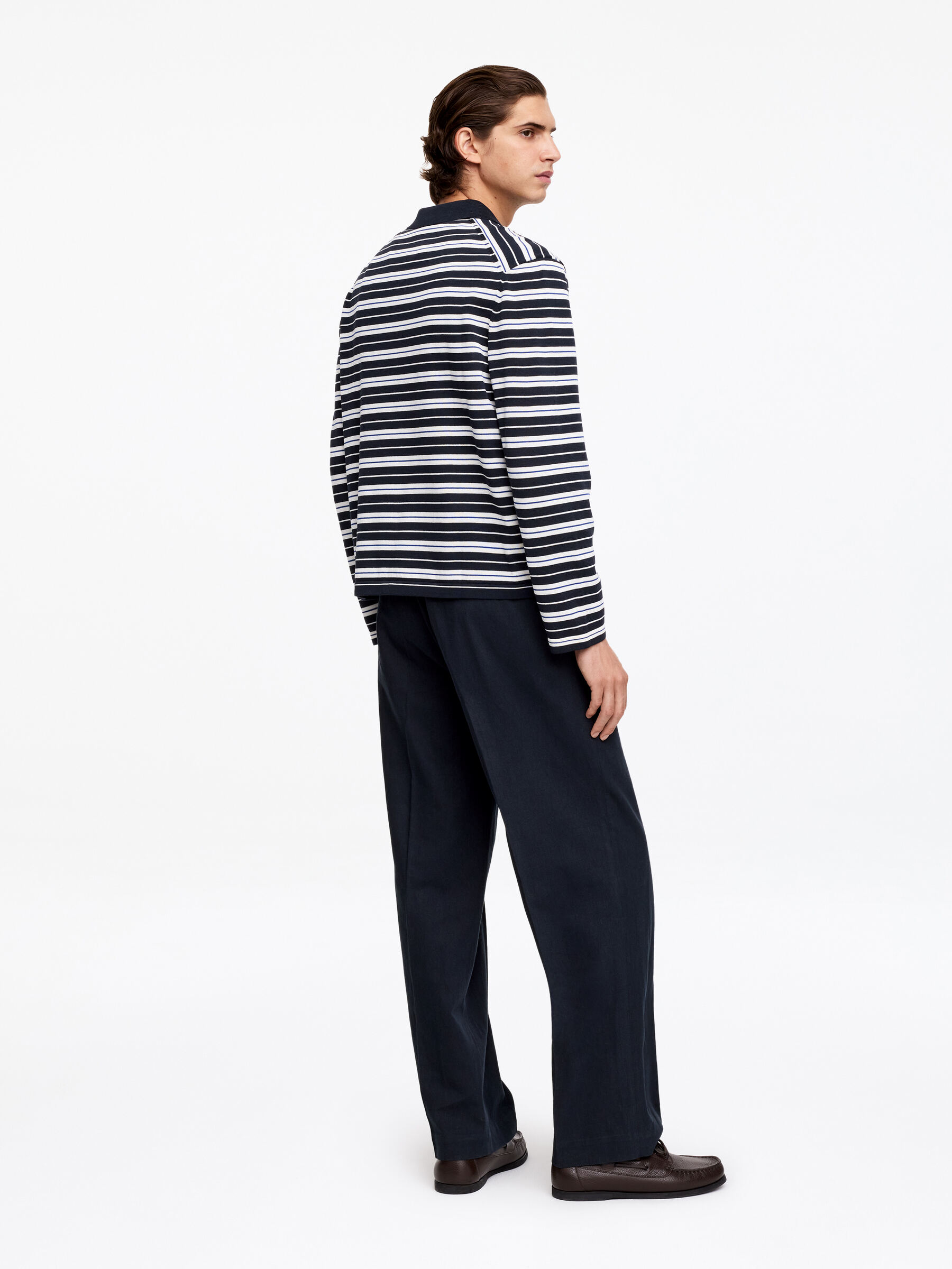 Pantalon ample en mélange de lin - Bleu foncé - Loose fit - Homme - StillMedia/Lookbook - 4
