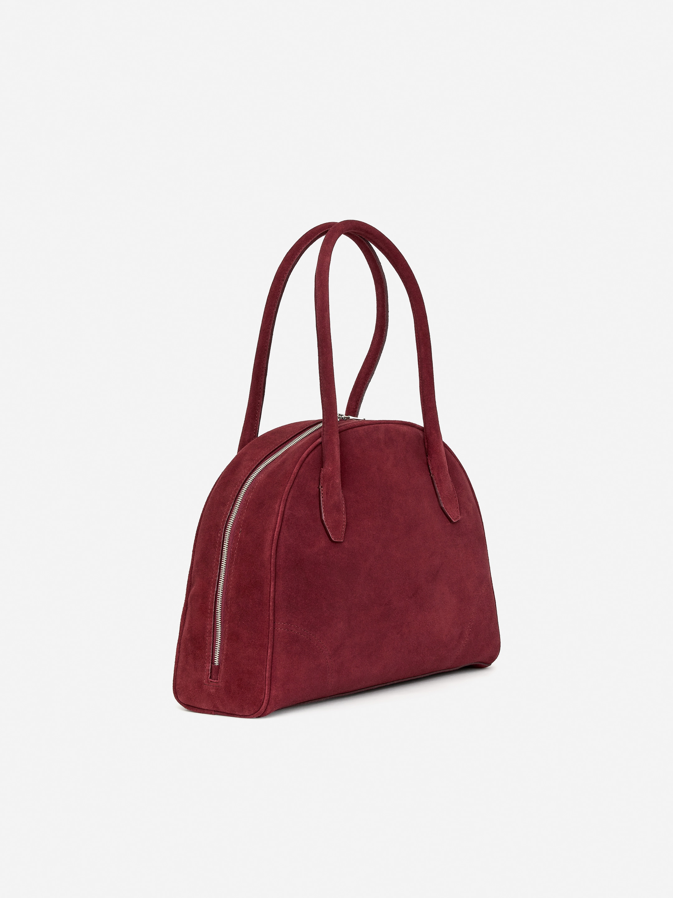 Sac de bowling en croûte de cuir suédé - Rouge foncé - Femme - StillMedia/DescriptiveStillLife - 2