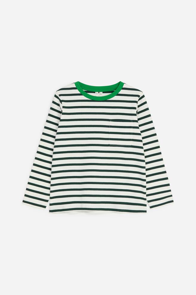 Long-Sleeved T-Shirt - White/Dark Green/Brown/Blue - 1